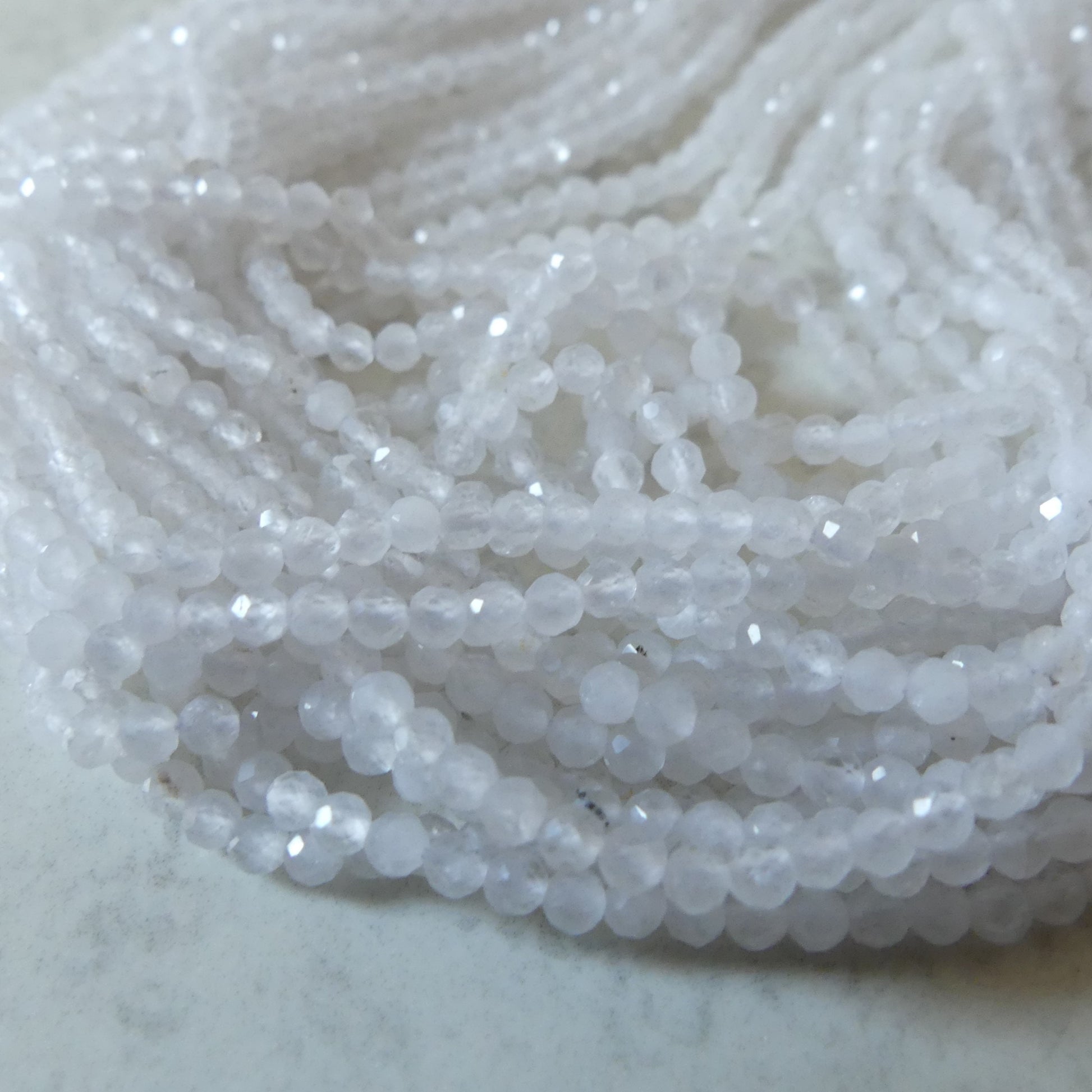 2.5mm White Jade Micro Faceted Beads Genuine Beads 15.5" Sparkly White Gemstone Beads Beading Crafter Gift