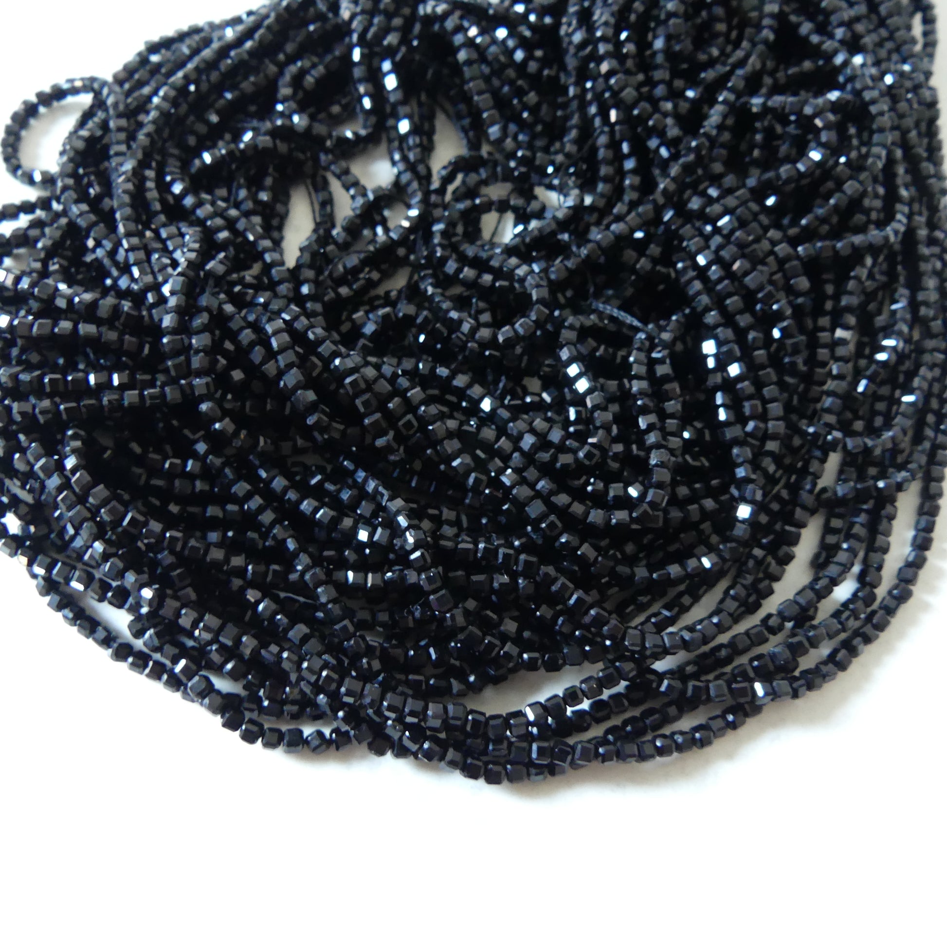 2mm Black Tourmaline Cube Beads Genuine Tourmaline Beads 15.5" Gemstone Beads for Jewelry Making