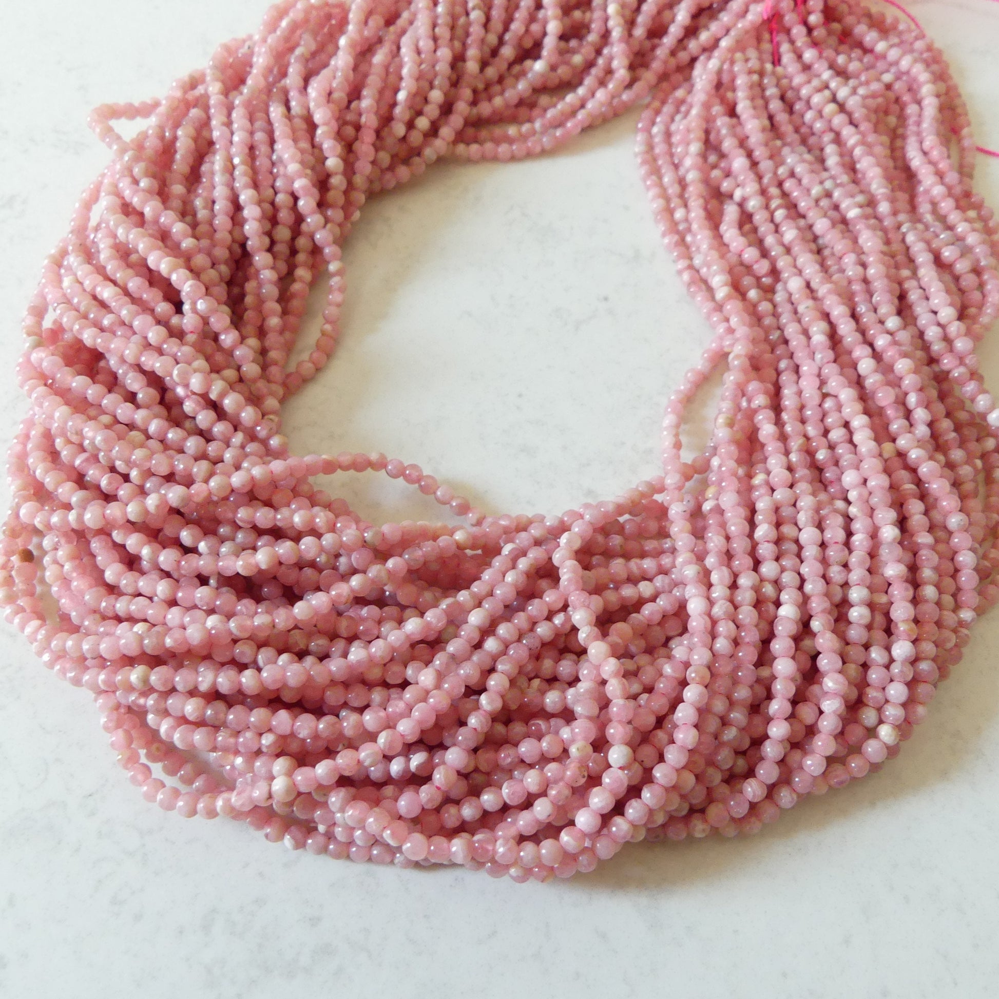 2mm Natural Rhodochrosite Smooth Beads 15" Nude Pink Genuine Gemstone Beads for Jewelry Making Beading Craft Gift Beads Self-Love Abundance