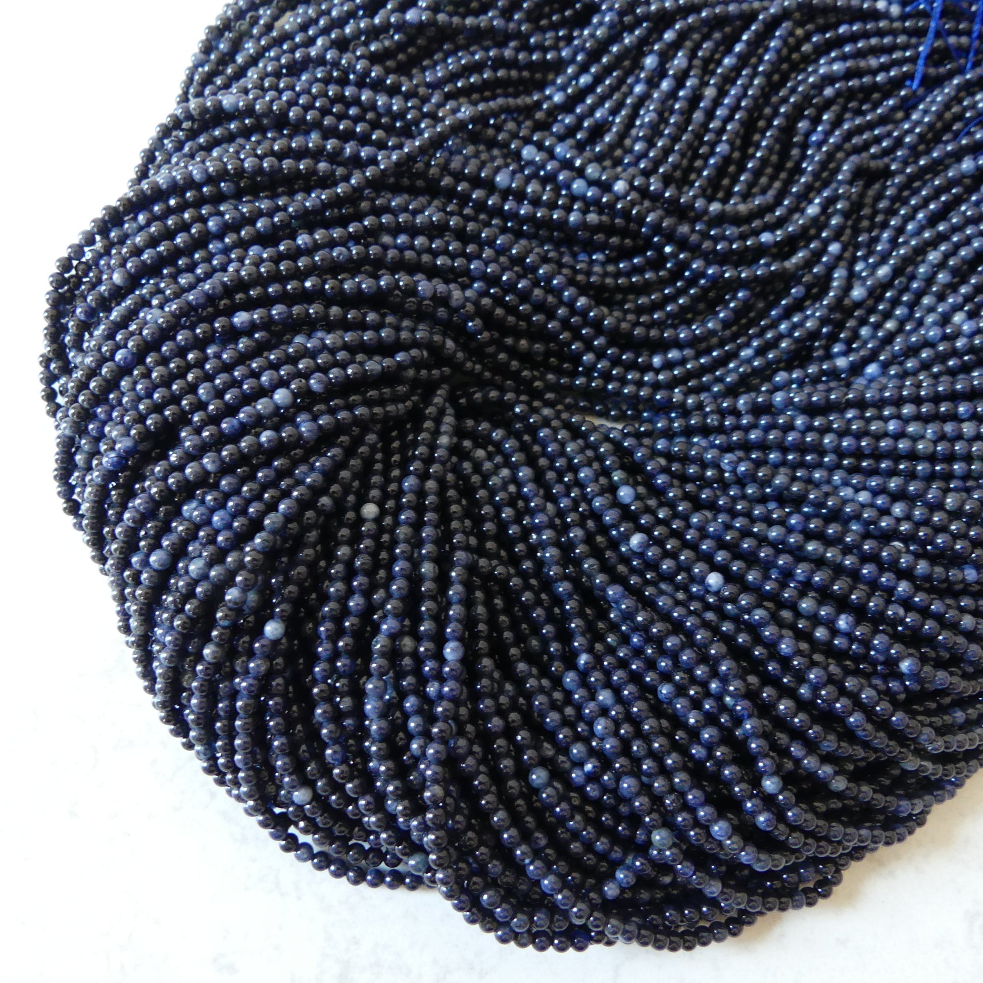2.5mm Dark Raw Sapphire Beads Smooth 15" Raw Sapphire Genuine Gemstone Beads Jewelry Making Beading Craft Gift September Birthstone