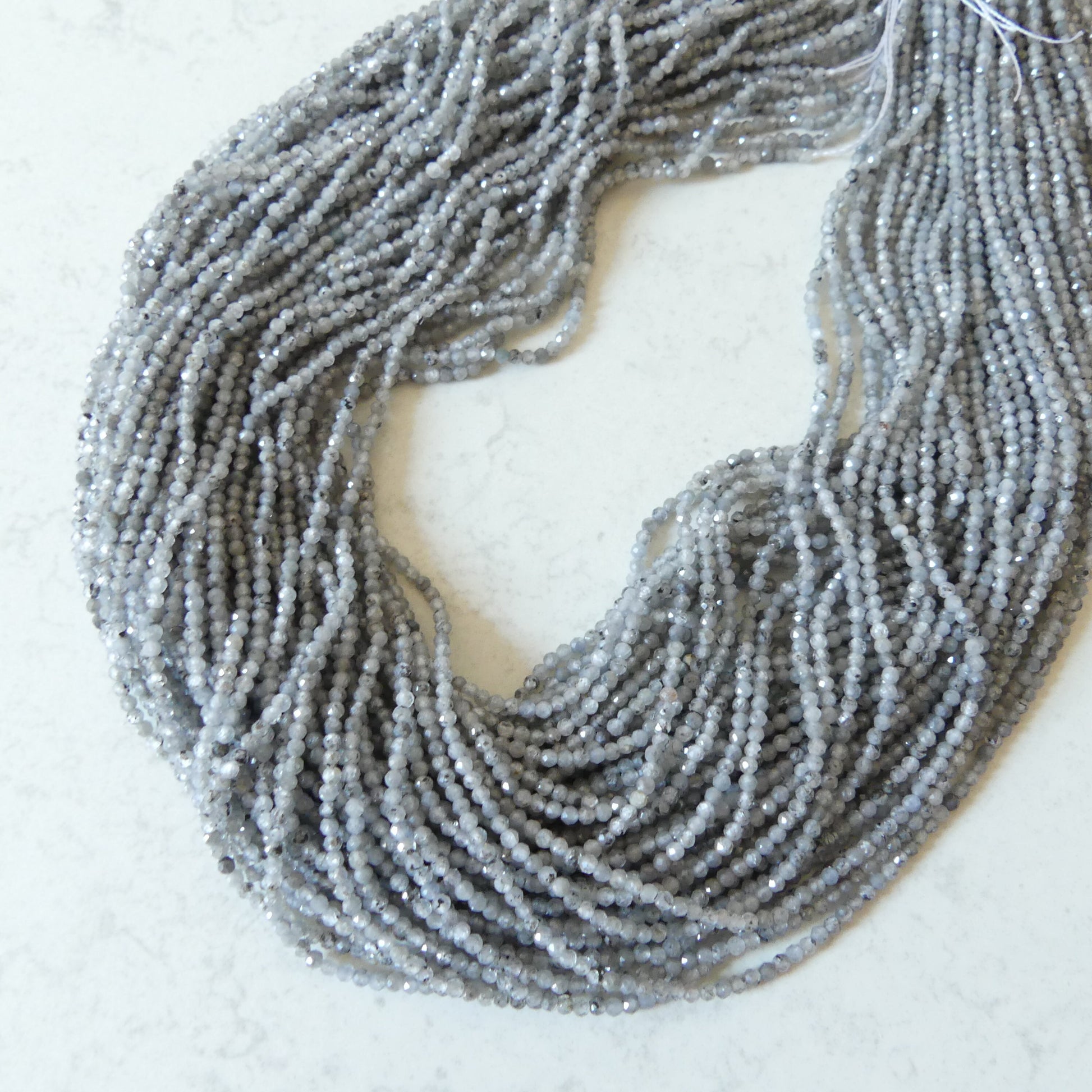 2mm Natural Gray Zircon Micro Faceted Beads Genuine Zircon From Italy 15.5" Transparent Sparkly Gemstone Beads for Jewelry Making