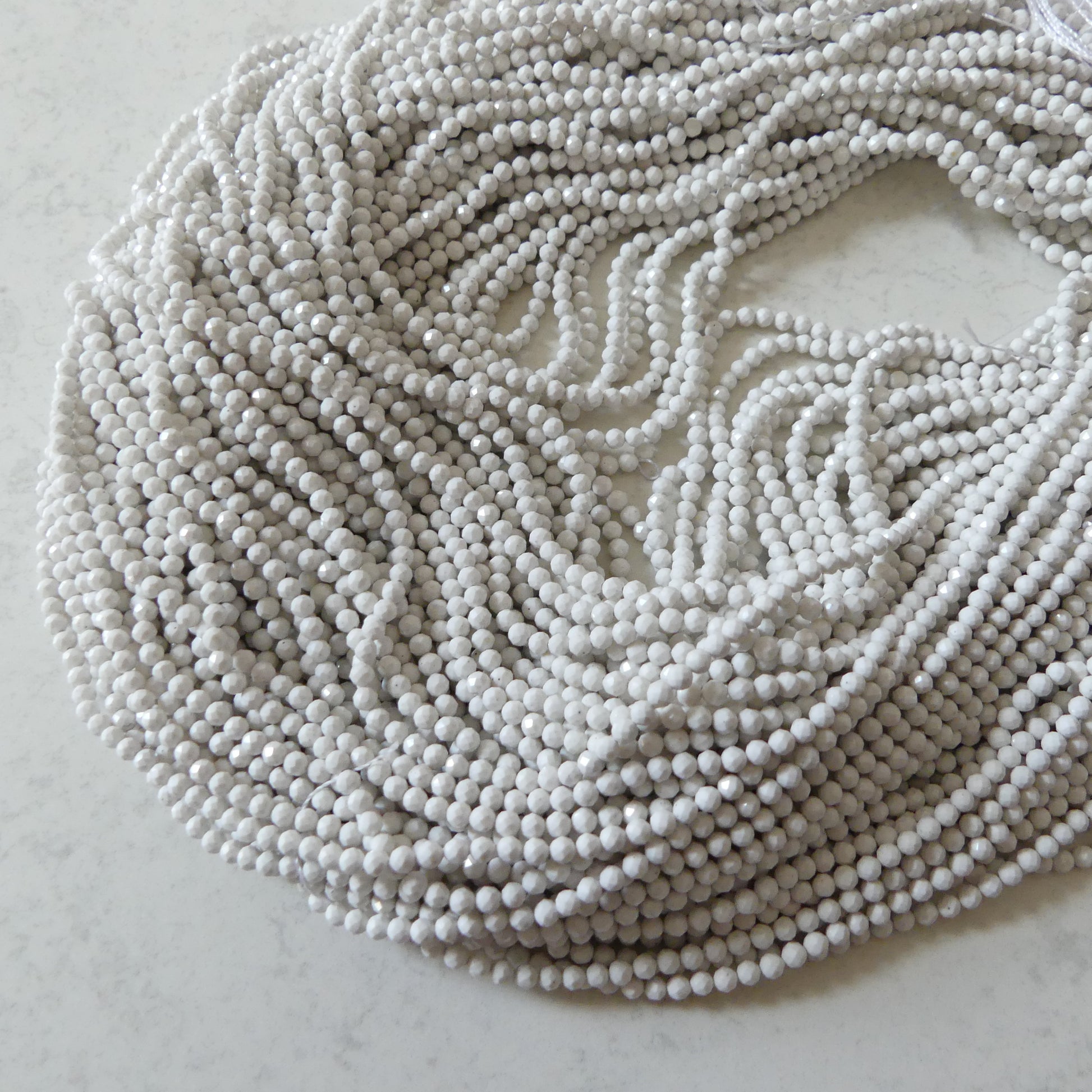 2.5mm White Fossil Jasper Beads Micro Faceted Genuine Small White Jasper Beads 15" Gemstone Beads for Jewelry Making Beading Gift Crafter
