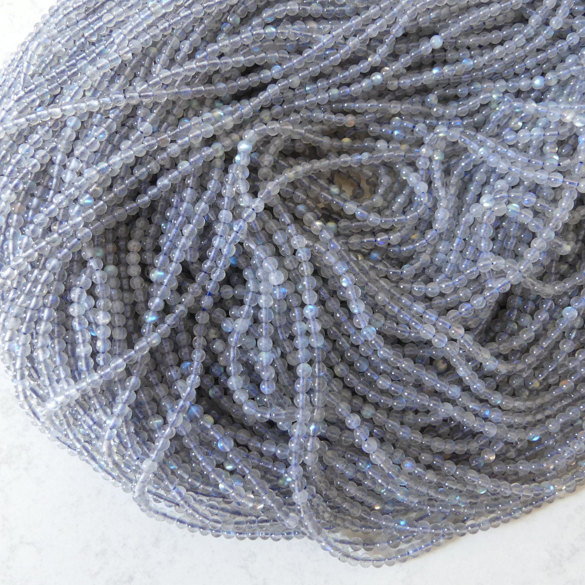 3mm AAA Labradorite Smooth Beads Genuine Blue Flash Beads 15" Sparkly Gemstone Beads for DIY Jewelry Making Crafter Gift