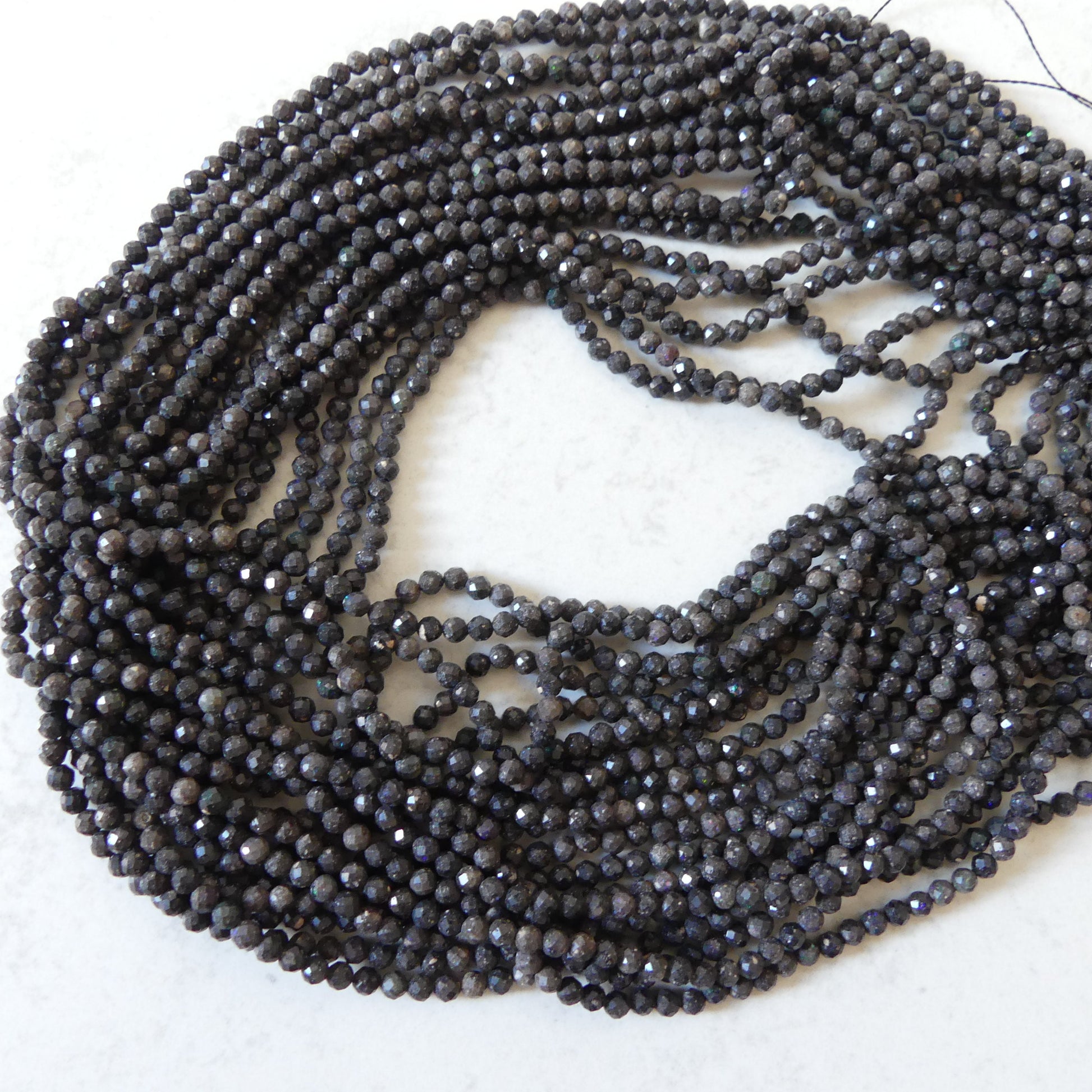 3mm Black Matrix Opal Micro Faceted Beads Genuine Opal Beads 15" Gemstone Beads for Jewelry Making Beading Craft Gift