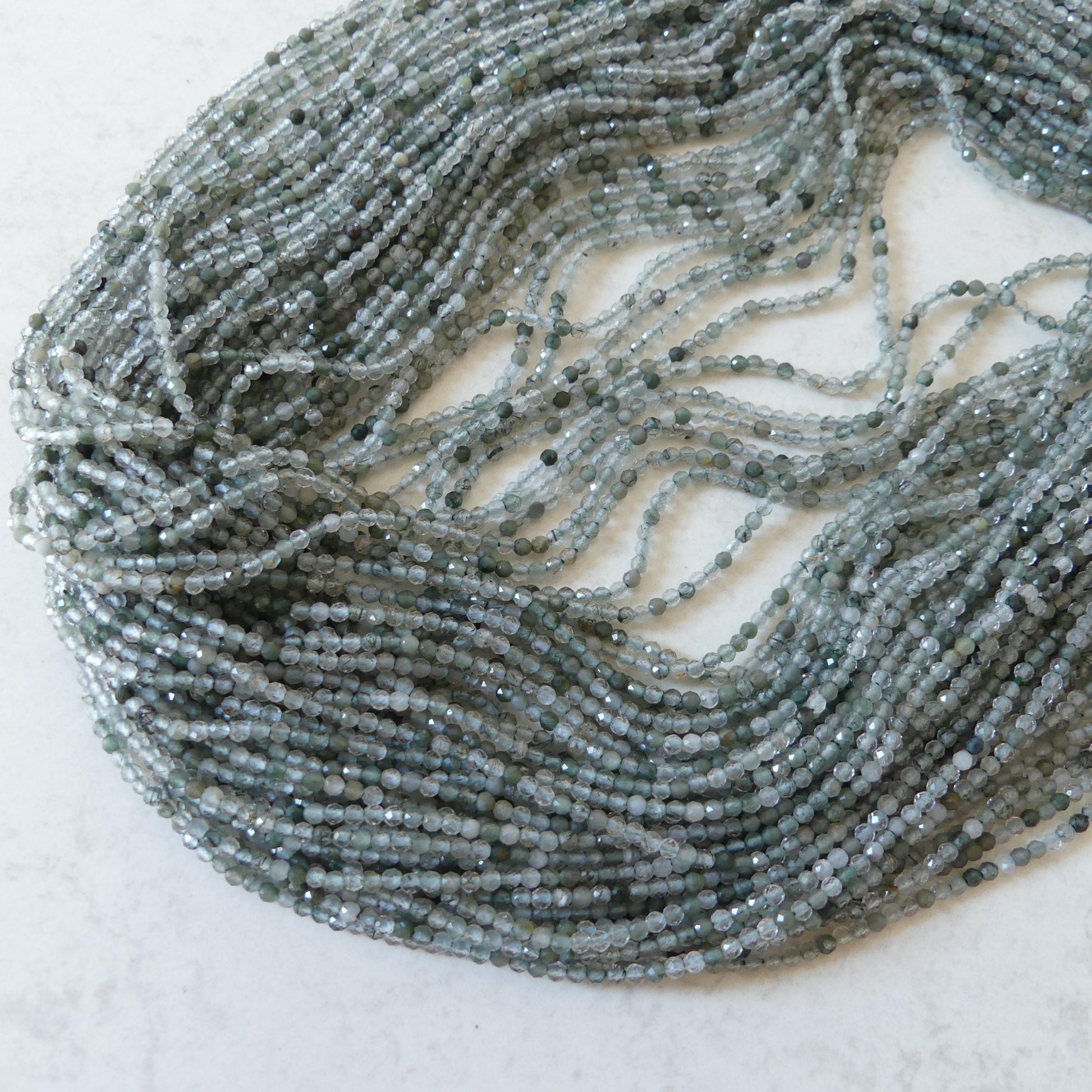 2mm Green Rutilated Quartz Faceted Beads Genuine Quartz Beads 15" Sparkly Gemstone Beads for Jewelry Making