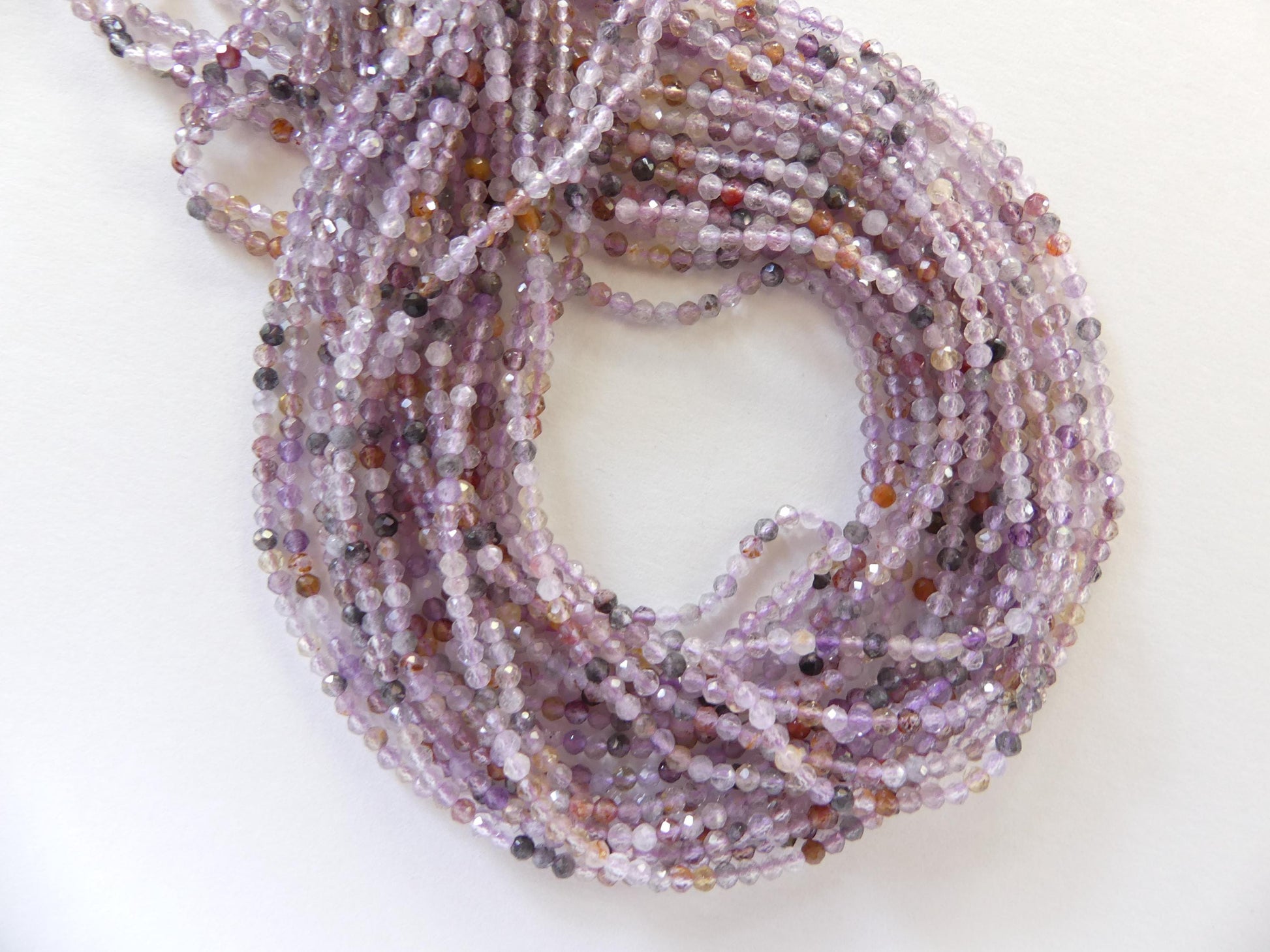 2mm Auralite 23 Cacoxenite Micro Faceted Beads Super Seven 7 Genuine Beads 15" Sparkly Gemstone Melody Stone Beads Beading Crafter Gift