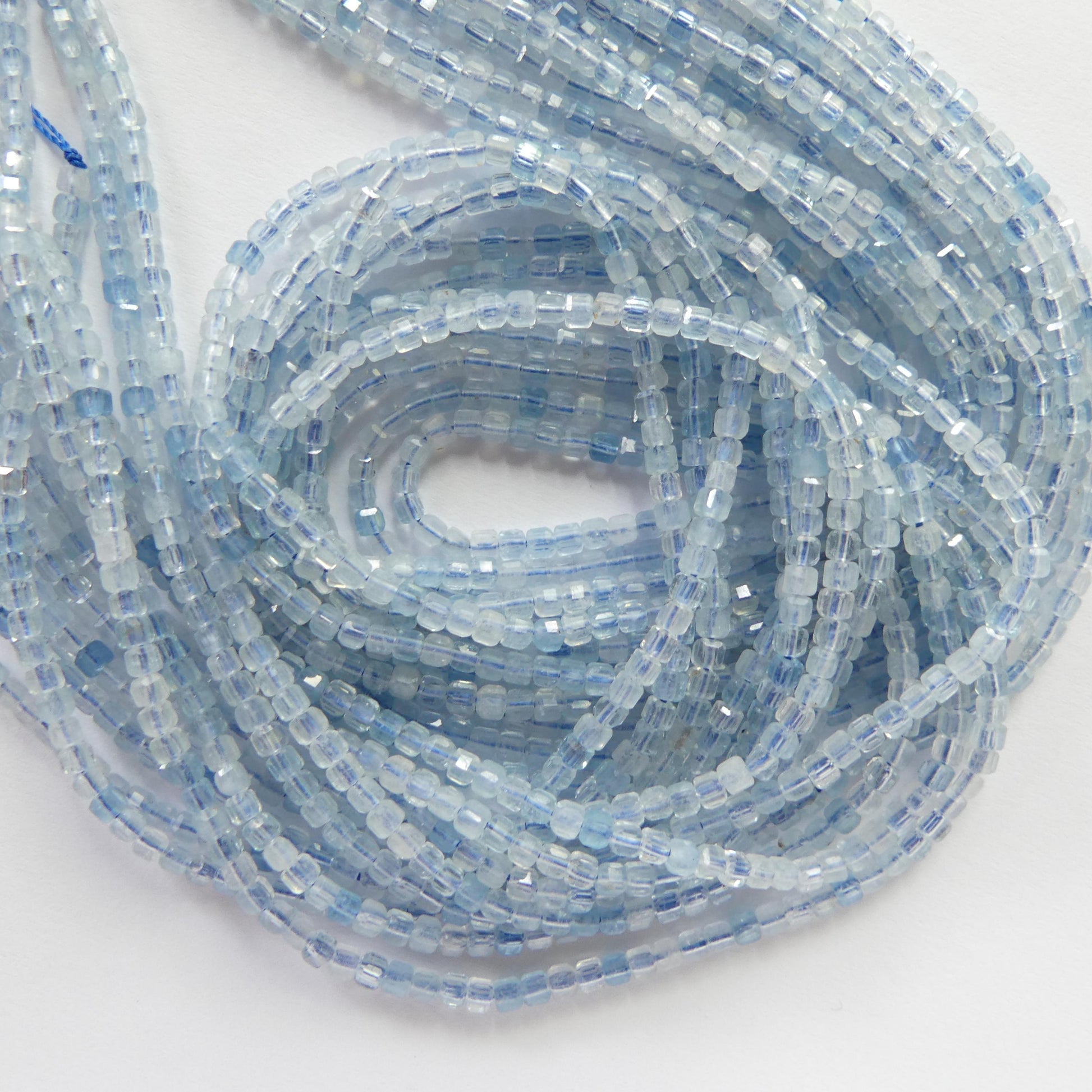 2mm AAA Aquamarine Beads Cube Faceted 15" Raw Genuine Gemstone Beads for Jewelry Making Beading Craft Gift Beads March Birthstone