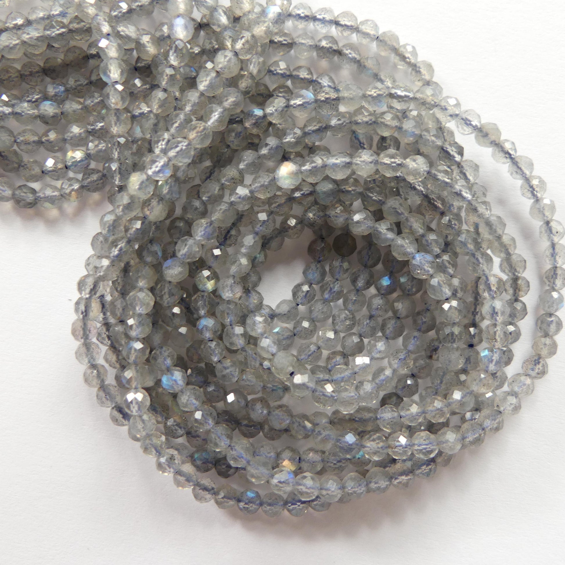 3mm AAA Labradorite Micro Faceted Beads Genuine Blue Flash Beads 15" Sparkly Gemstone Beads for DIY Jewelry Making Crafter Gift