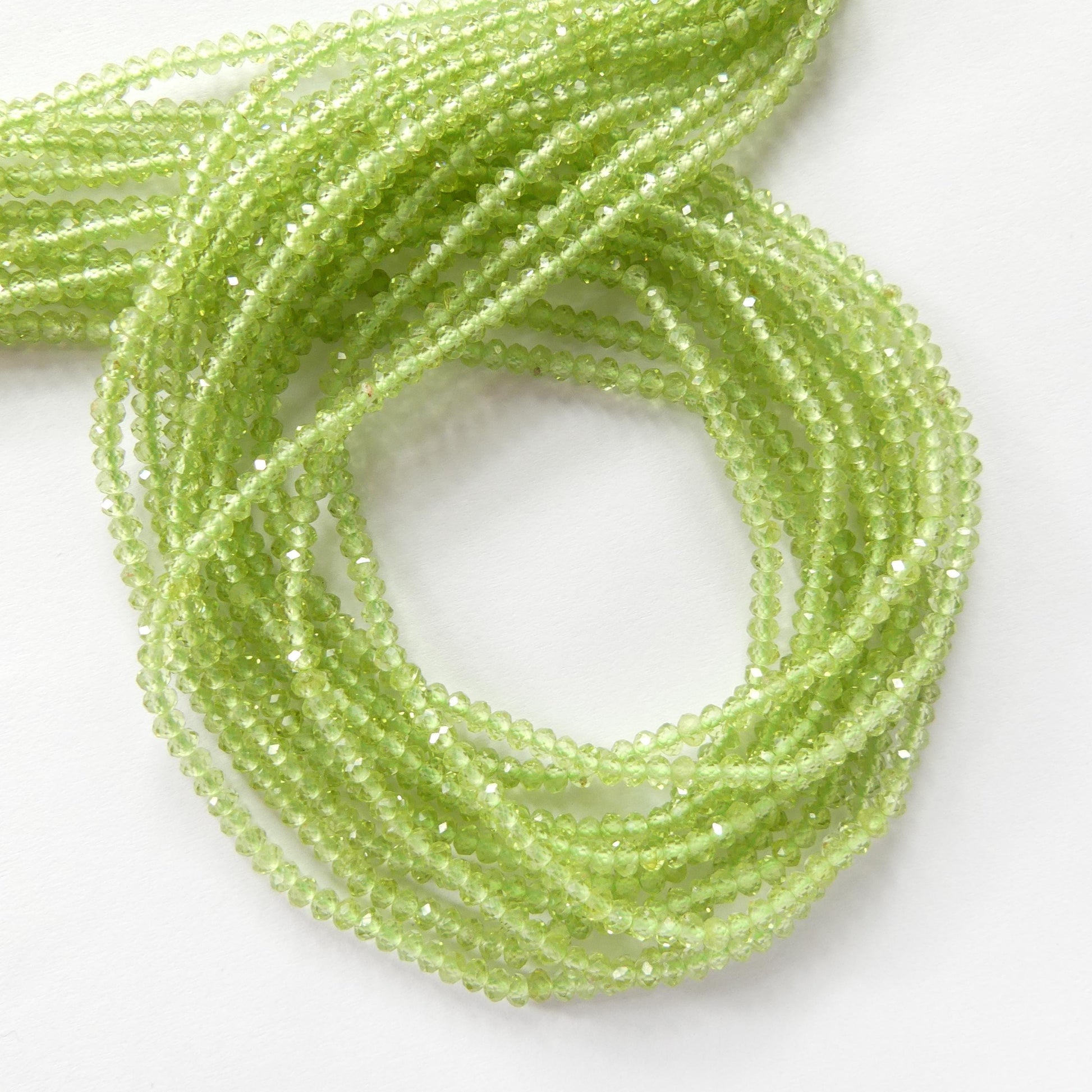 3mm AAA Peridot Faceted Rondel Beads 15" Transparent Green Gemstone Beads for Jewelry Making Beading Craft Gift August Birthstone Beads