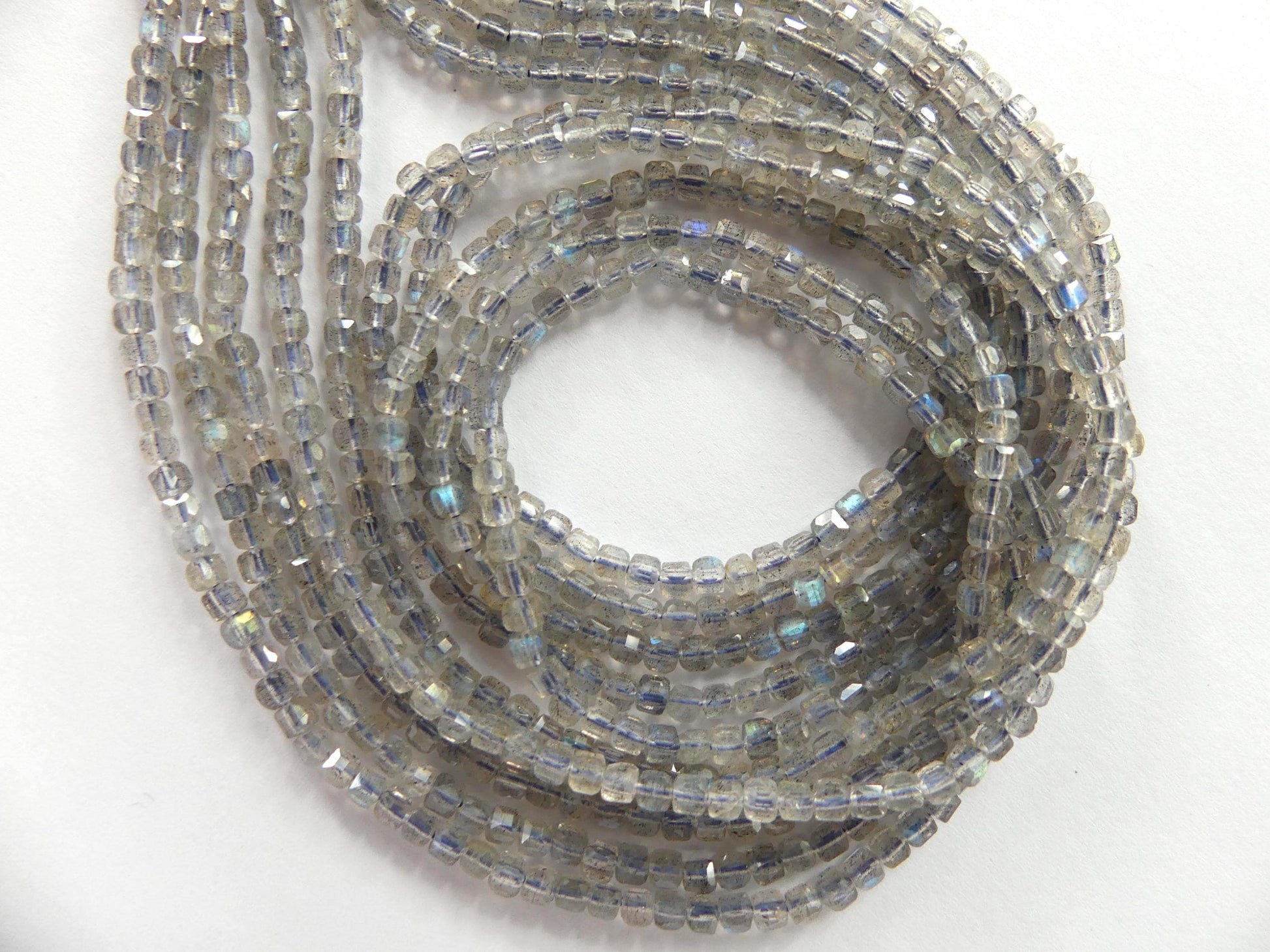 2.5mm AAA Labradorite Cube Beads Faceted Genuine Blue Flash Beads 15" Sparkly Gemstone Beads for DIY Jewelry Making Crafter Gift