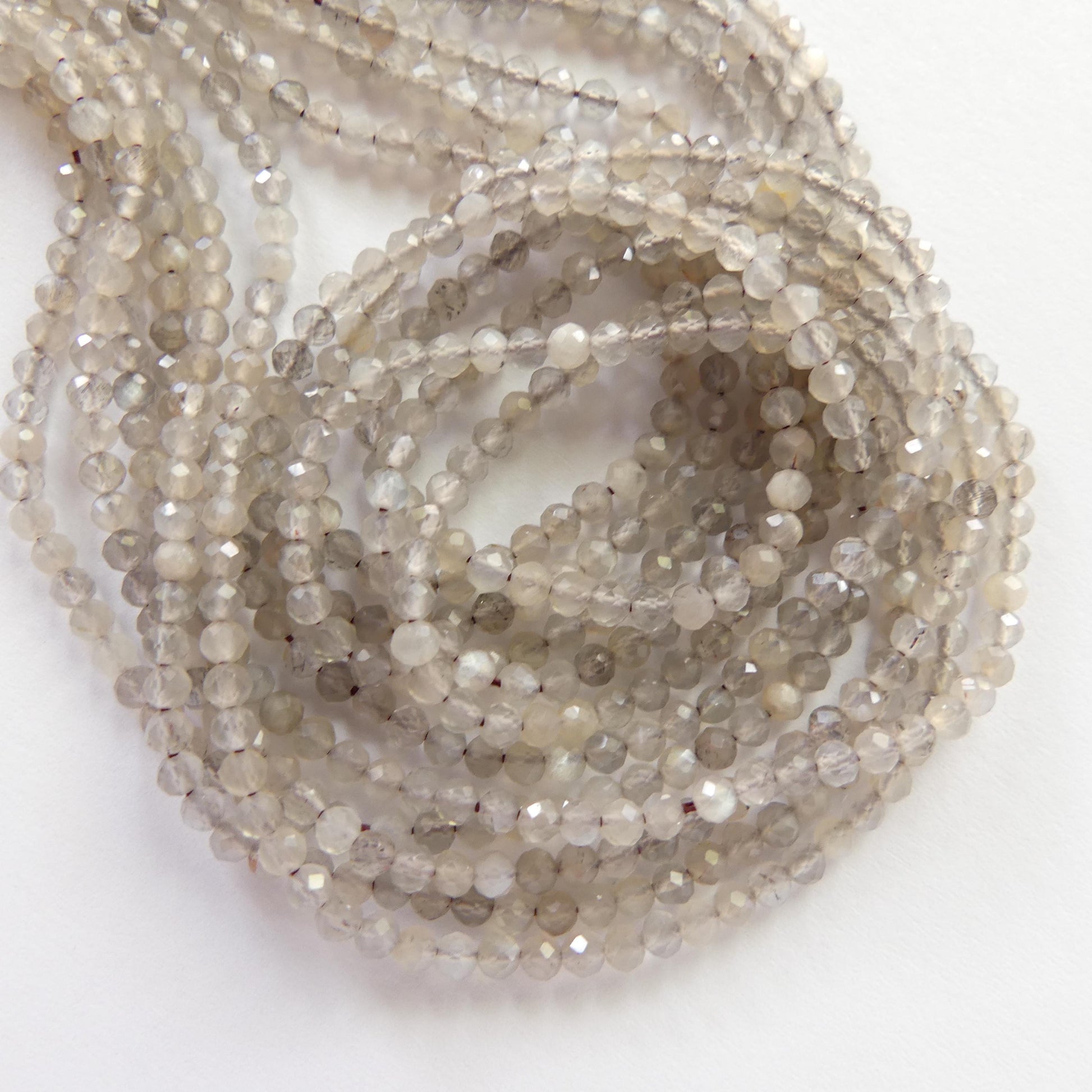 2.5mm Gray Moonstone Beads Faceted 15" Moonstone Gemstone Beads Beading Crafter Gift June Birthstone DIY Jewelry Fertility Stone