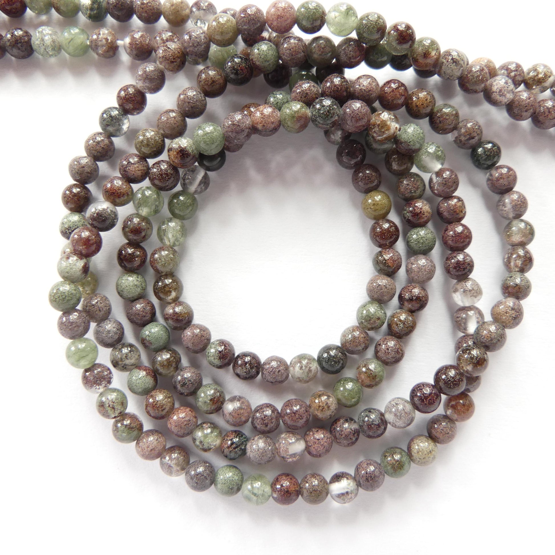 3mm Lodolite Beads Smooth Genuine Beads 15" Ghost Quartz Gemstone Beads for DIY Jewelry Making Crafter Gift