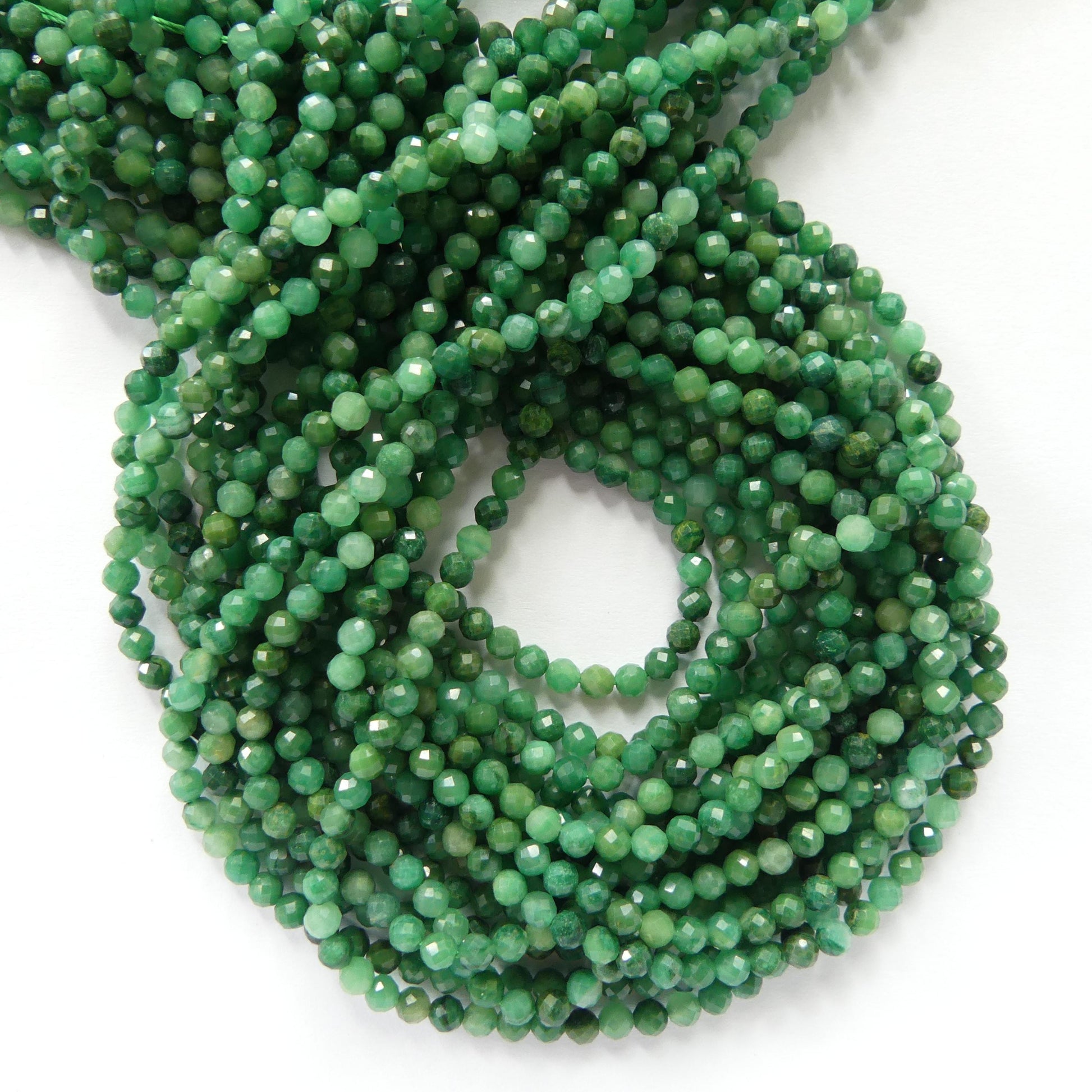 3mm Natural Jade Micro Faceted Beads 15" African Jade Round Genuine Gemstone Beads for Jewelry Making Beading Craft Gift Beads DIY Jewelry