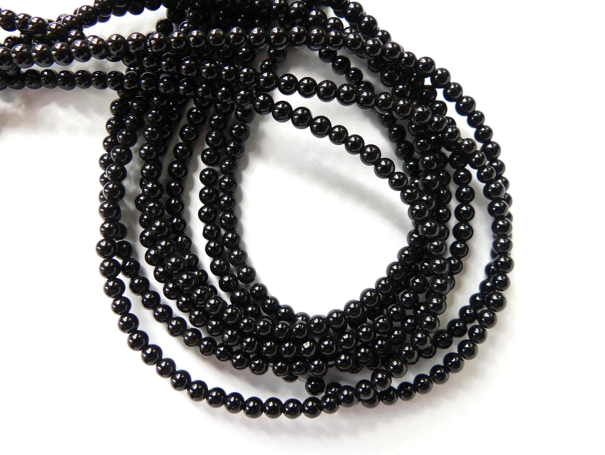3mm Natural Black Onyx Beads Smooth Onyx 15" Natural Onyx Gemstone Beads Beading Crafter Gift DIY jewelry