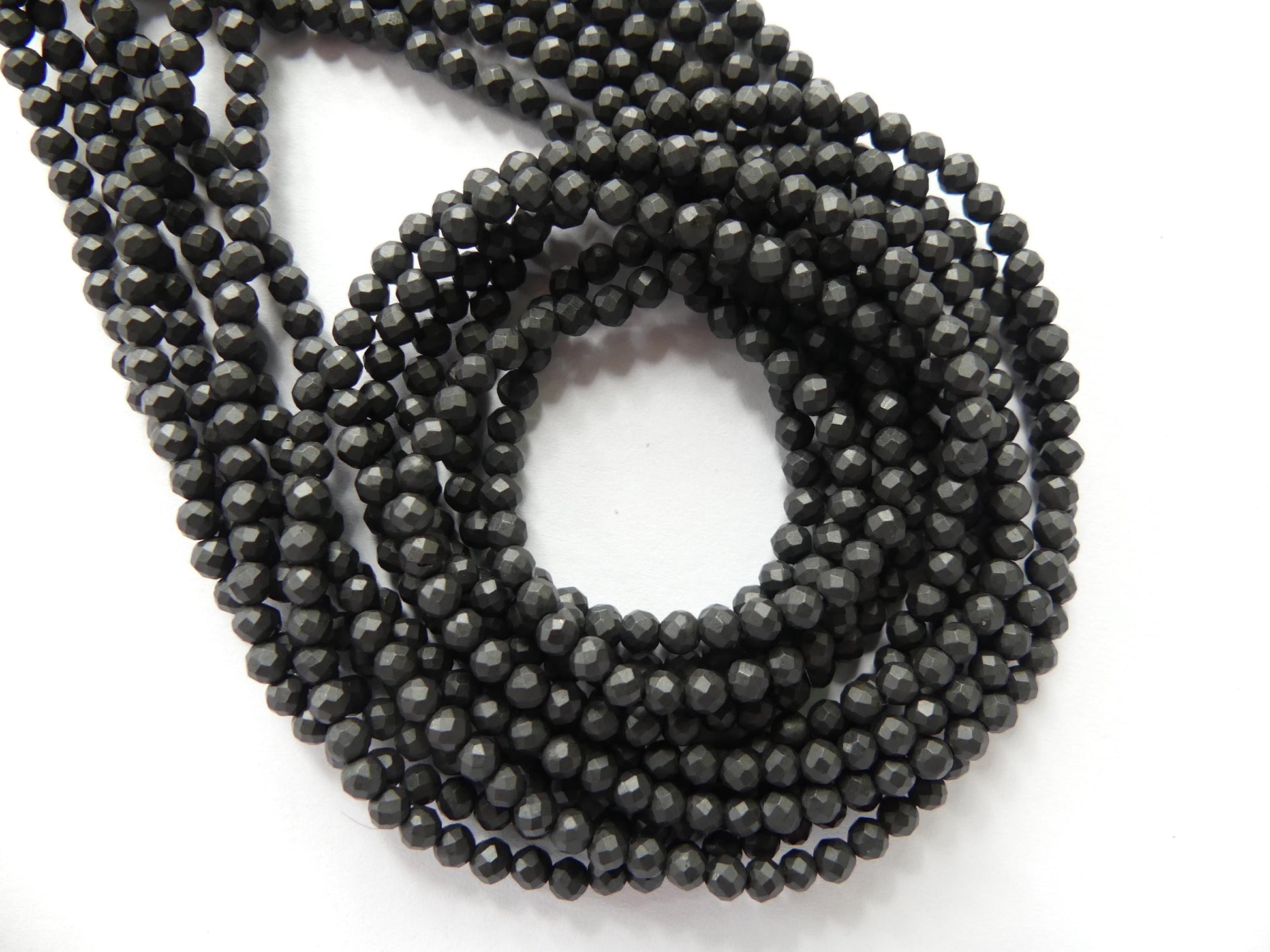 3mm Shungite Micro Faceted Beads 15" Genuine Russian Shungite Beads Black Gemstone Beads Beading Crafter Gift