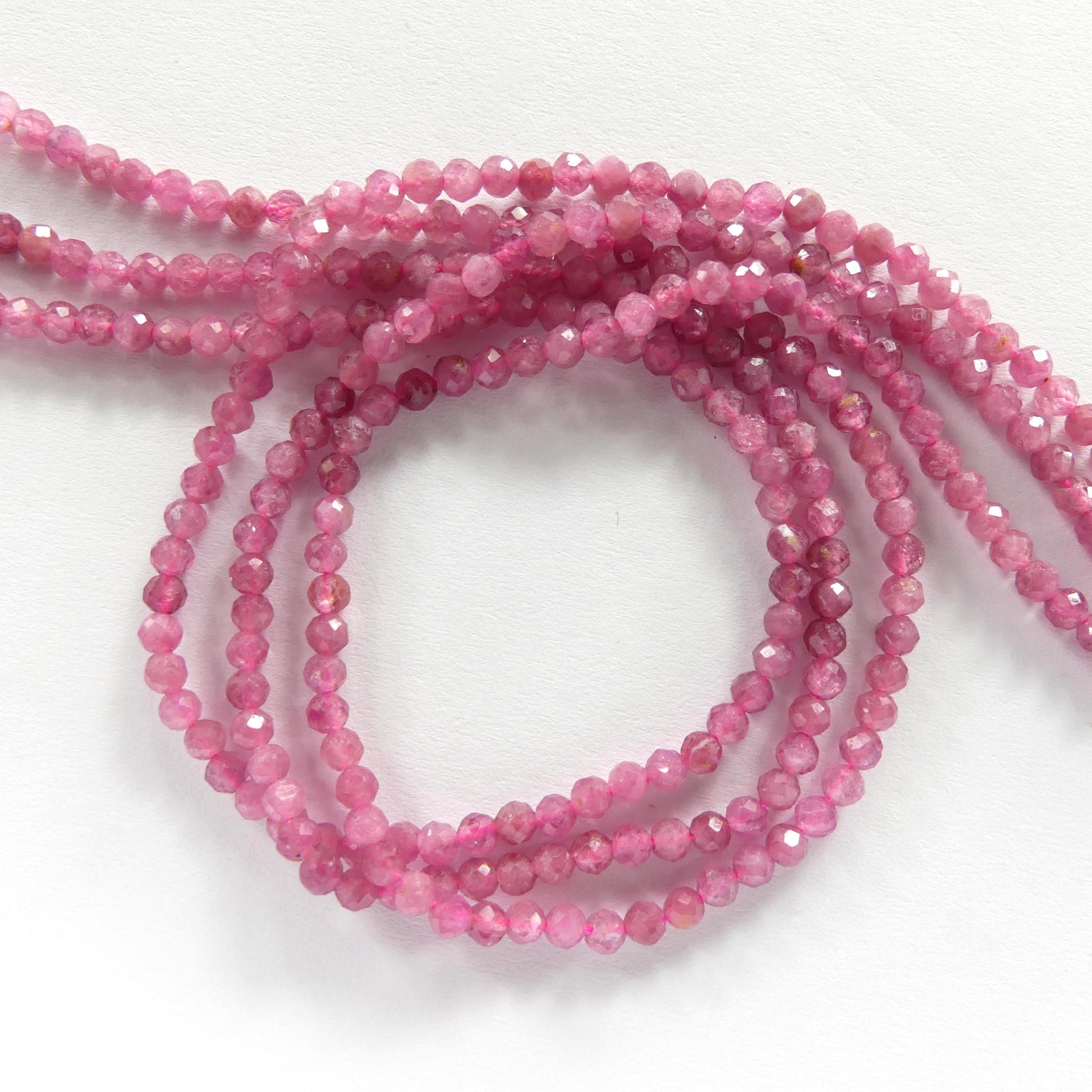 3mm Pink Tourmaline Micro Faceted Beads 15" Sparkly Gemstone Beads for Jewelry Making Beading Gift October Birthstone