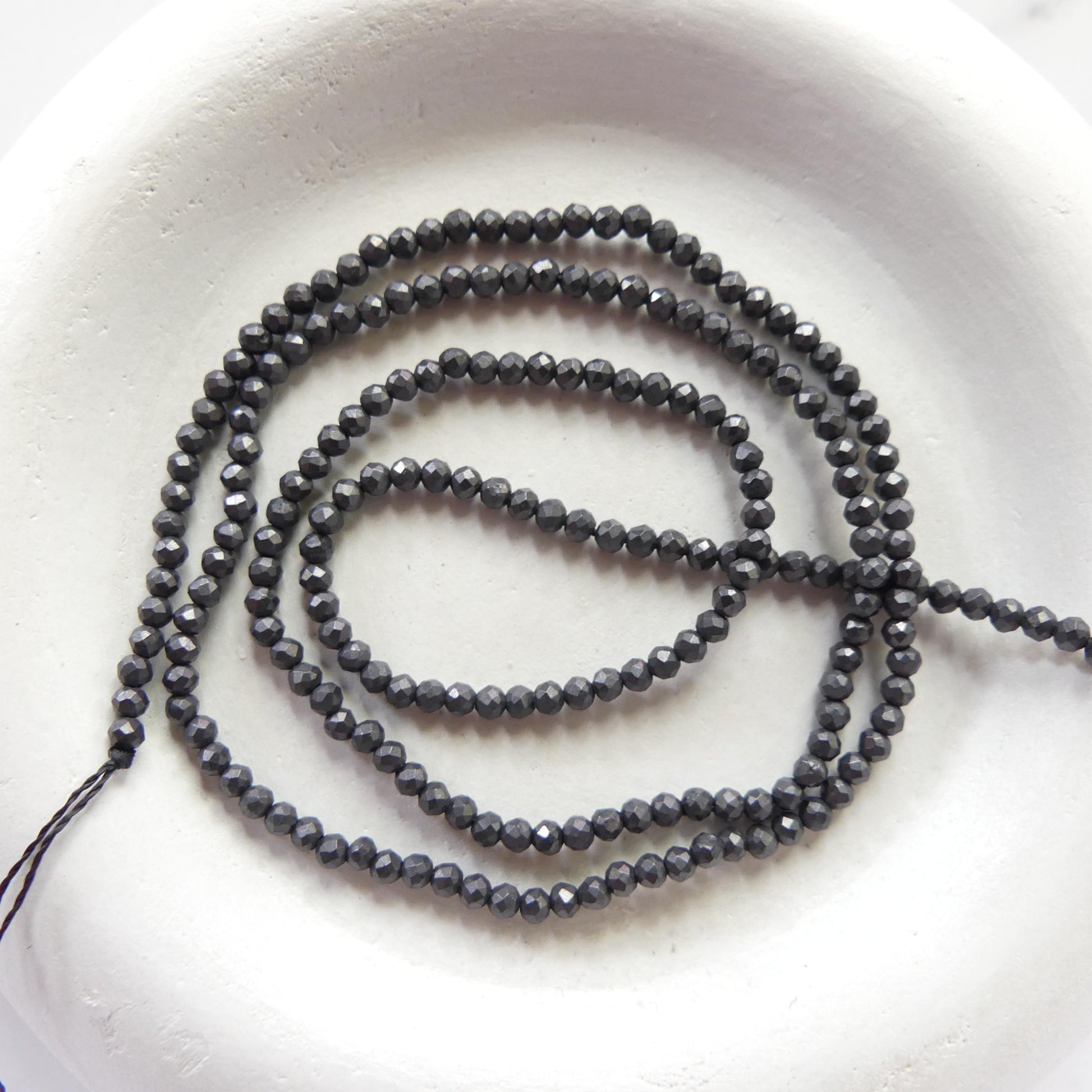 2mm Shungite Micro Faceted Beads 15" Genuine Russian Shungite Beads Black Gemstone Beads Beading Crafter Gift