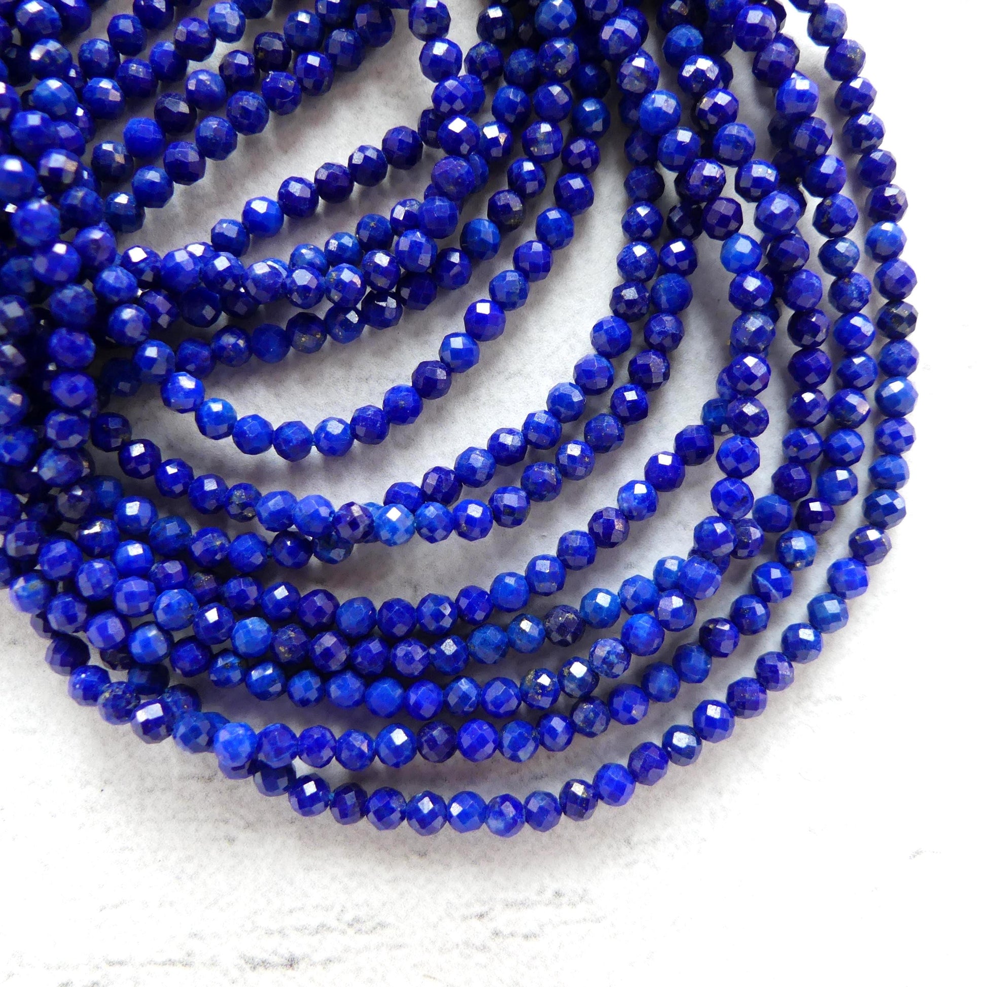 2mm AAA Lapis Lazuli Faceted Beads 15" Selected Blue Gemstone Beads for Jewelry Making Beading Craft Gift Beads
