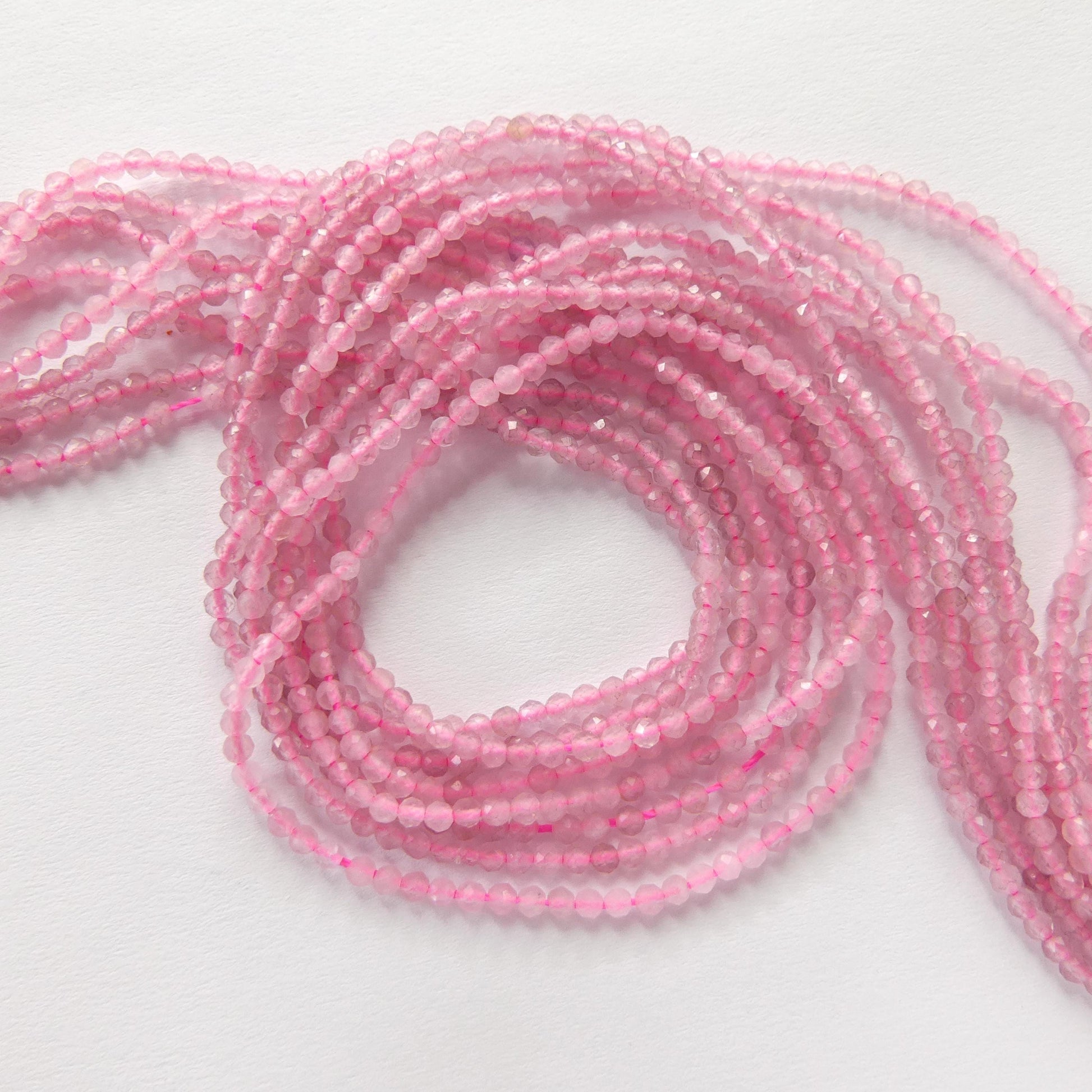 2mm Madagascar Rose Quartz Faceted Beads 15" Bright Pink Genuine Gemstone Beads for Jewelry Making Beading Craft Gift Beads