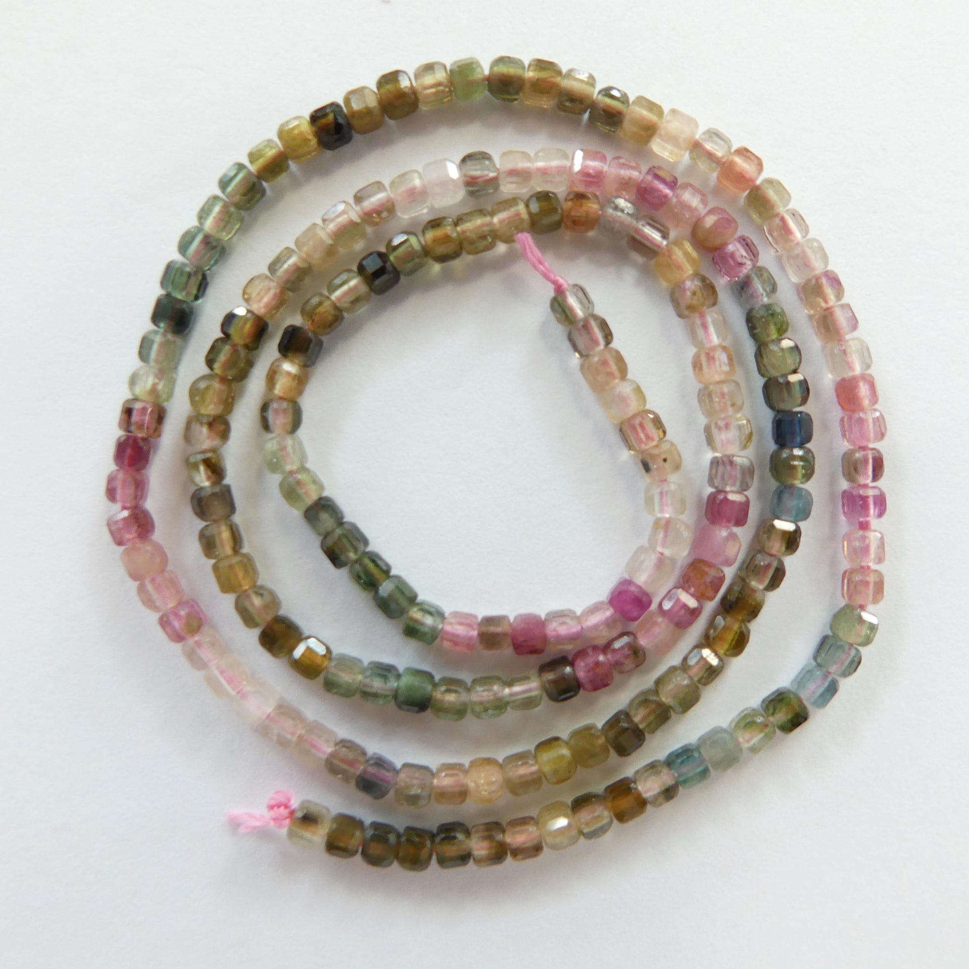 2mm AAA Watermelon Tourmaline Micro Faceted Cube Beads 15" Transparent Rainbow Ombre Gemstone Beads for Jewelry Making Crafter Beading Gift