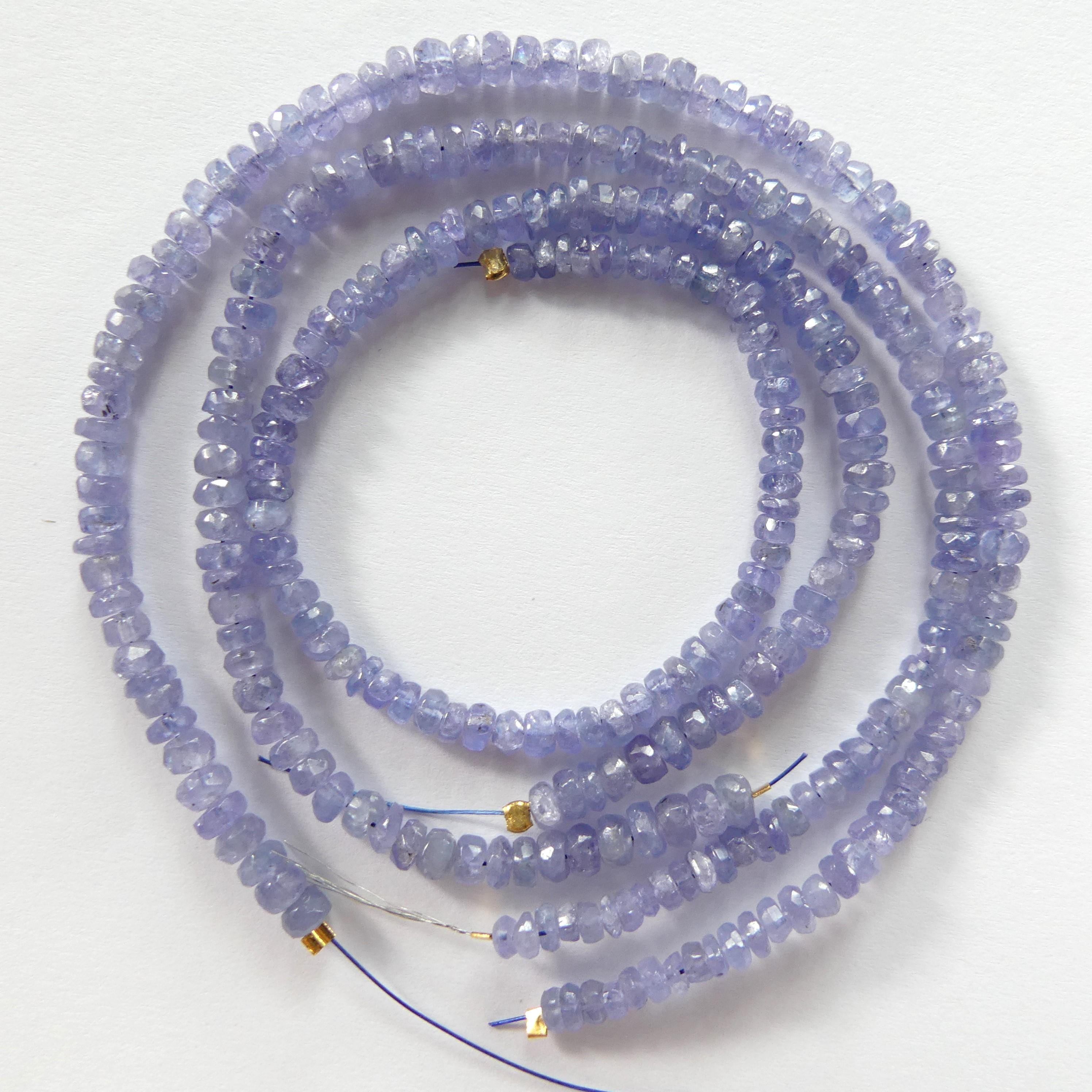 3mm 4mm AAA Tanzanite Beads Hand Faceted Rondelle Beads 8" Natural Tanzanite Gemstone Beads Beading Crafter Gift December Birthstone