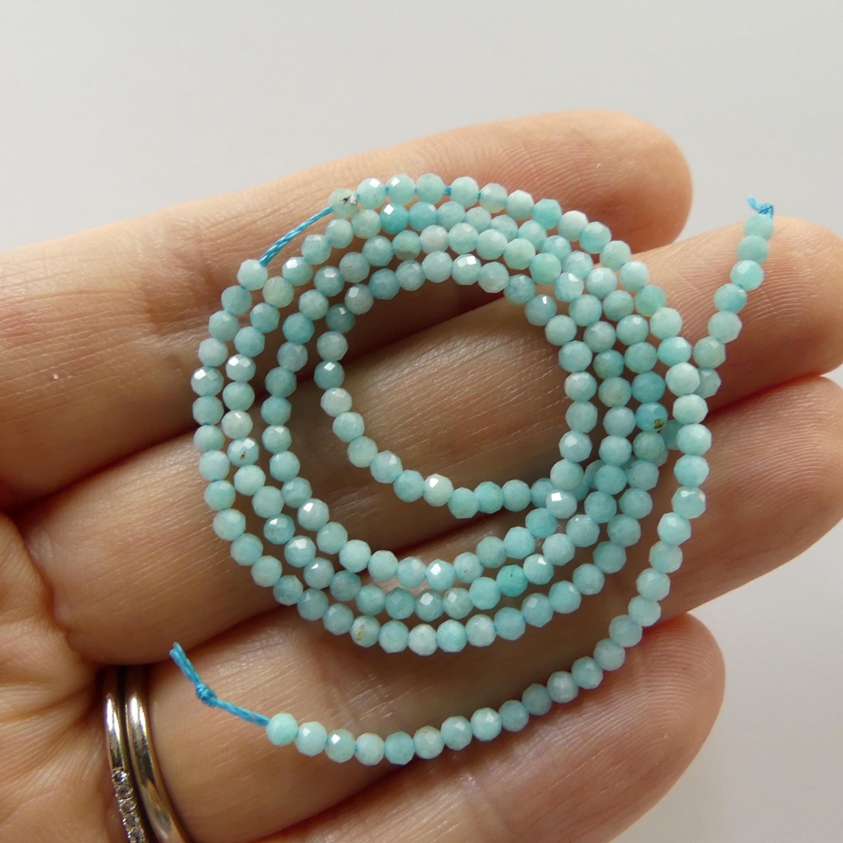 2mm Peruvian Amazonite Faceted Beads 15" Pastel Blue amazonite Genuine Gemstone Beads for Jewelry Making Beading Craft Gift Beads