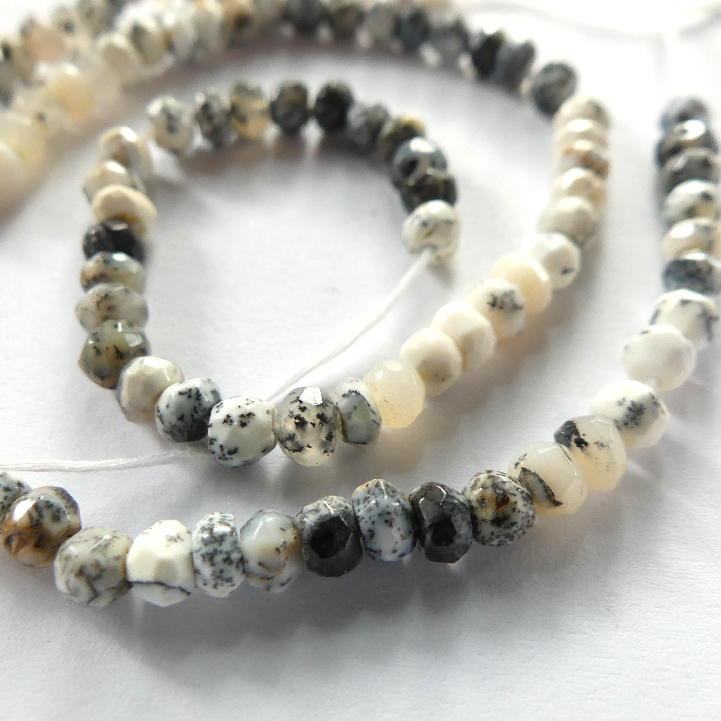 4mm Dendrite Opal Beads Rondelle 6.25" Opal Genuine Gemstone Beads Natural Opal for Jewelry Making Beading Craft Gift Beads