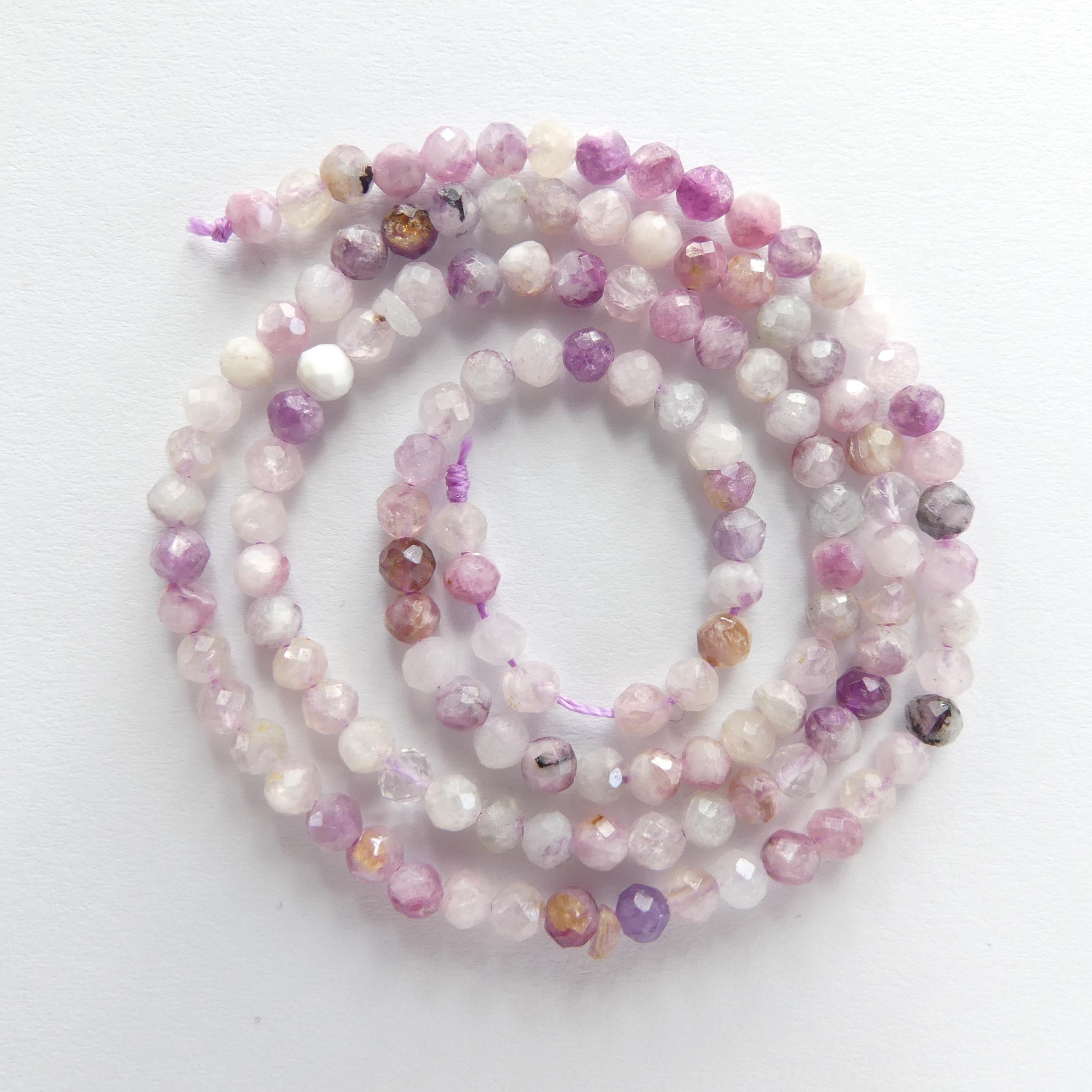 3mm AAA Lepidolite Micro Faceted Beads Genuine Lepidolite Beads 15" Sparkly Gemstone Beads for Jewelry Making