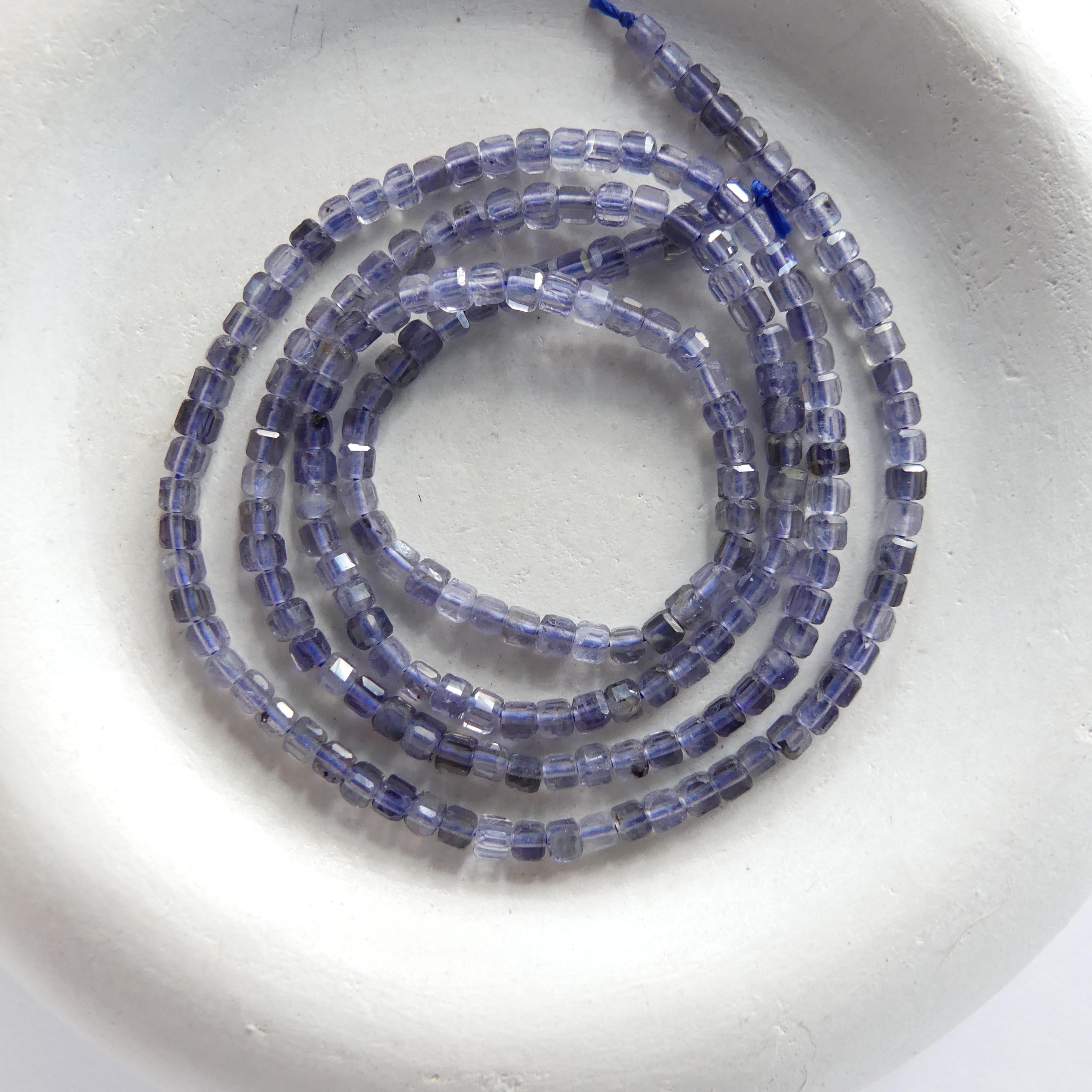 2mm AAA Iolite Cube Beads Faceted Genuine Beads 15" Sparkly Blue Crystal Beads Gemstone Beads Beading Crafter Gift
