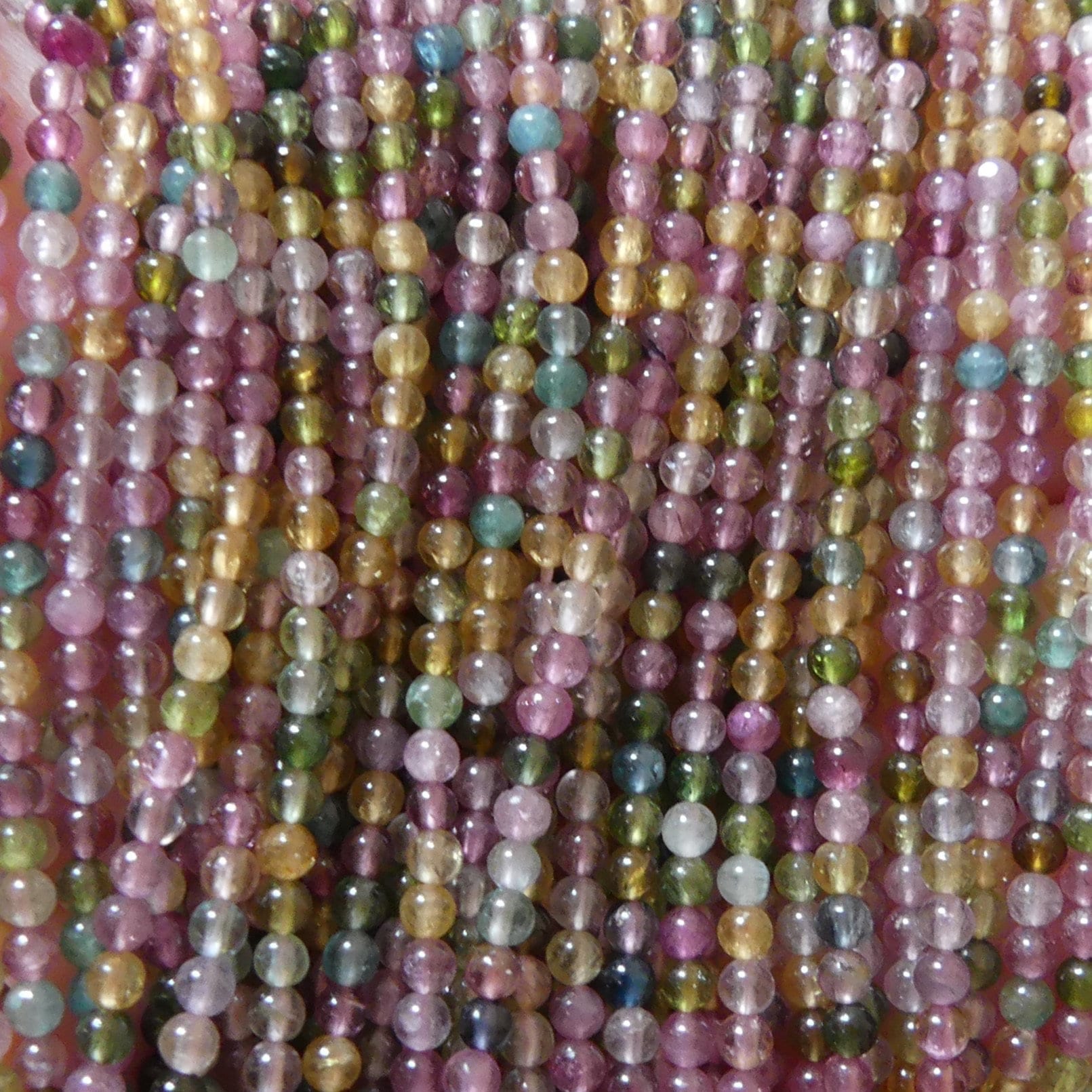 2.5mm Watermelon Tourmaline Smooth Beads 15.5" Transparent Rainbow Gemstone Beads for Jewelry Making