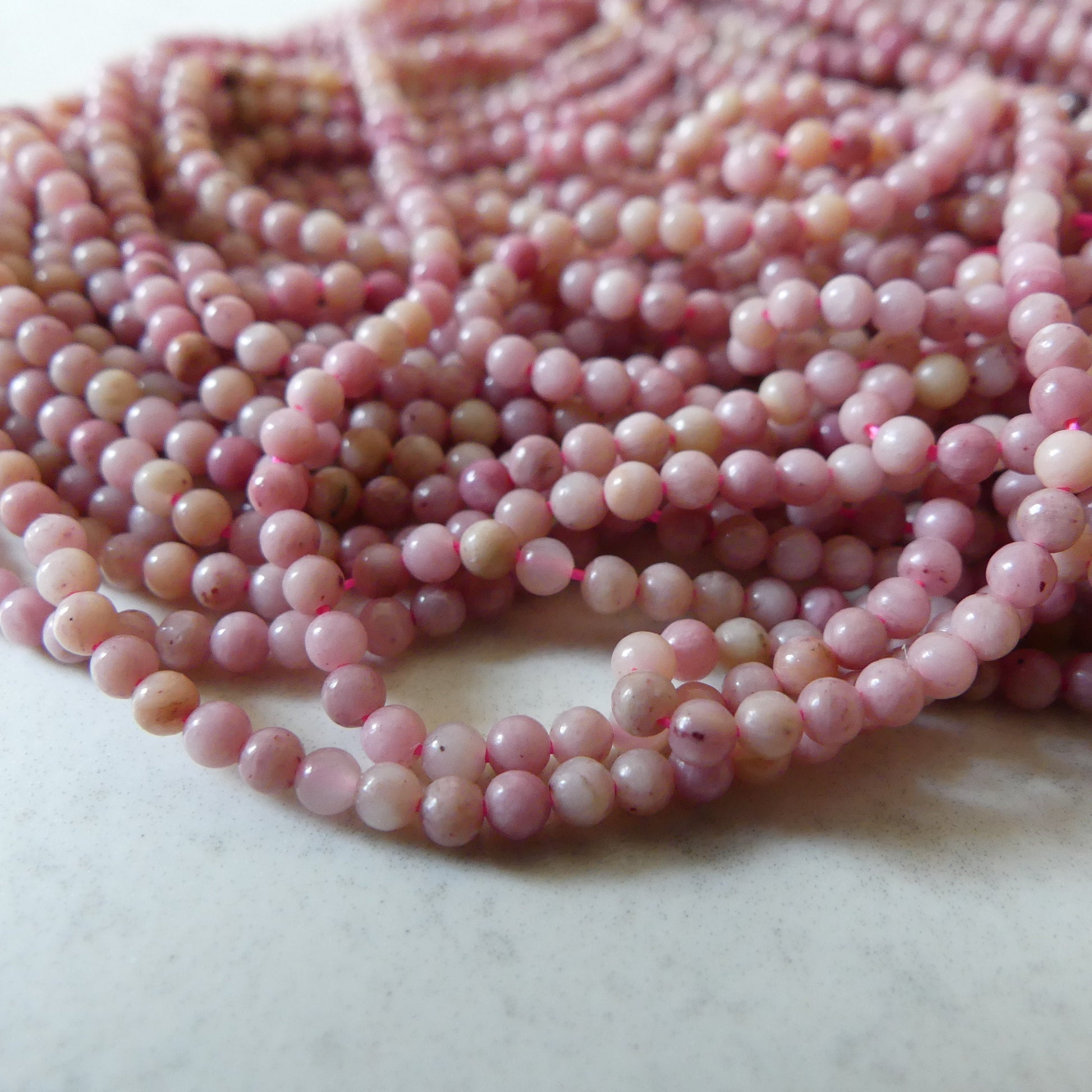 2mm Pink Petrified Wood Jasper Beads Genuine Small Pink Jasper Beads 15.5" Gemstone Beads for Jewelry Making