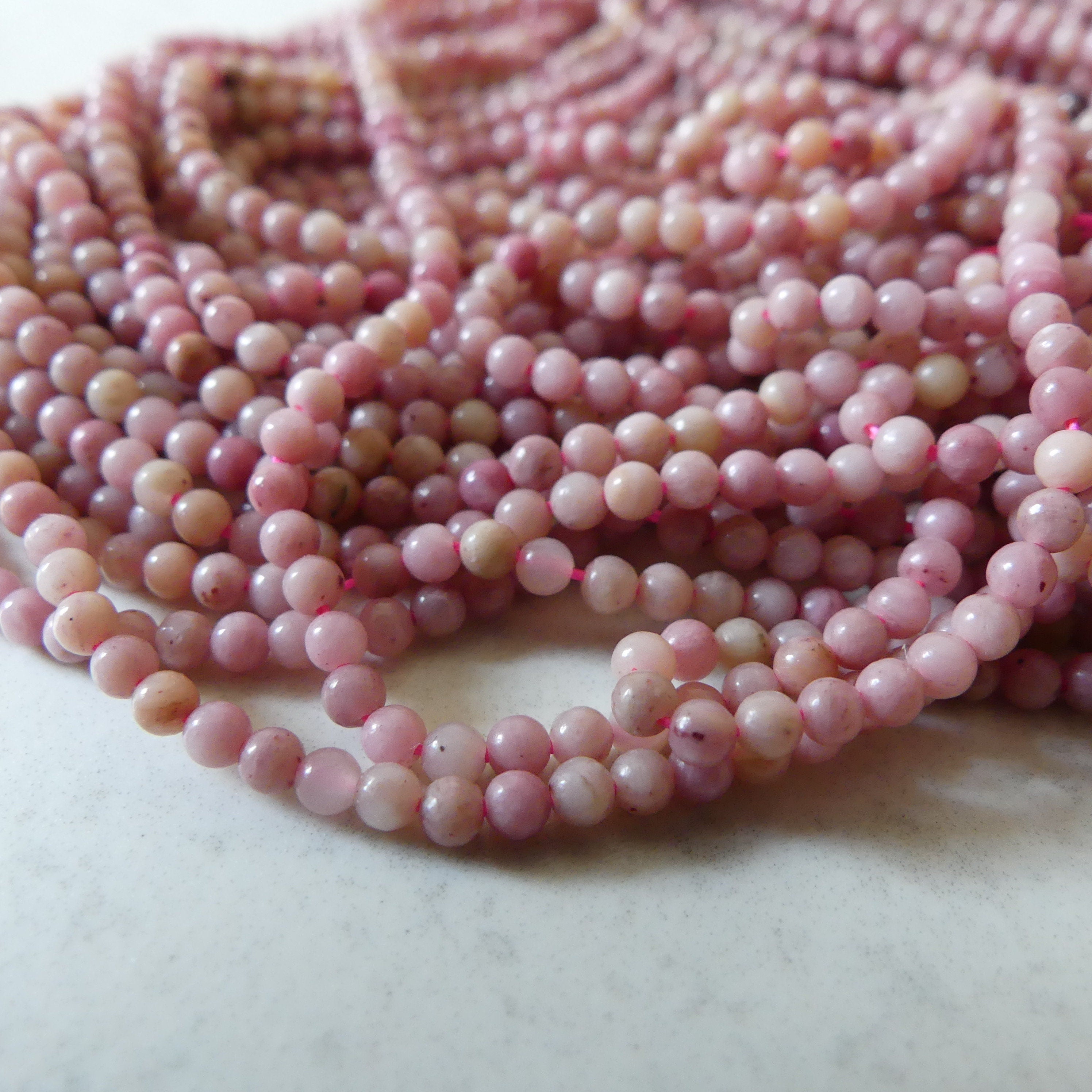 2mm Pink Petrified Wood Jasper Beads Genuine Small Pink Jasper Beads 15.5" Gemstone Beads for Jewelry Making