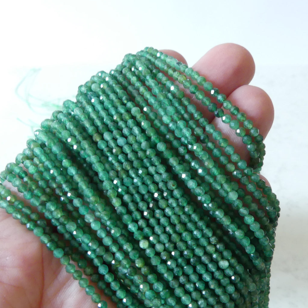 2.5mm Natural Fuchsite Micro Faceted Beads Genuine Small Emerald Green Beads 15.5" Gemstone Beads for Jewelry Making