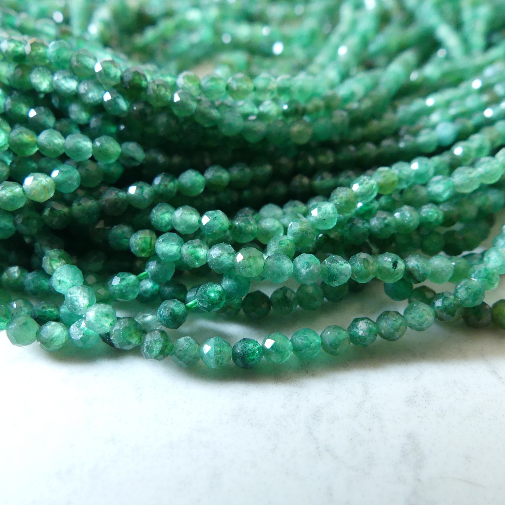 2.5mm Natural Fuchsite Micro Faceted Beads Genuine Small Emerald Green Beads 15.5" Gemstone Beads for Jewelry Making