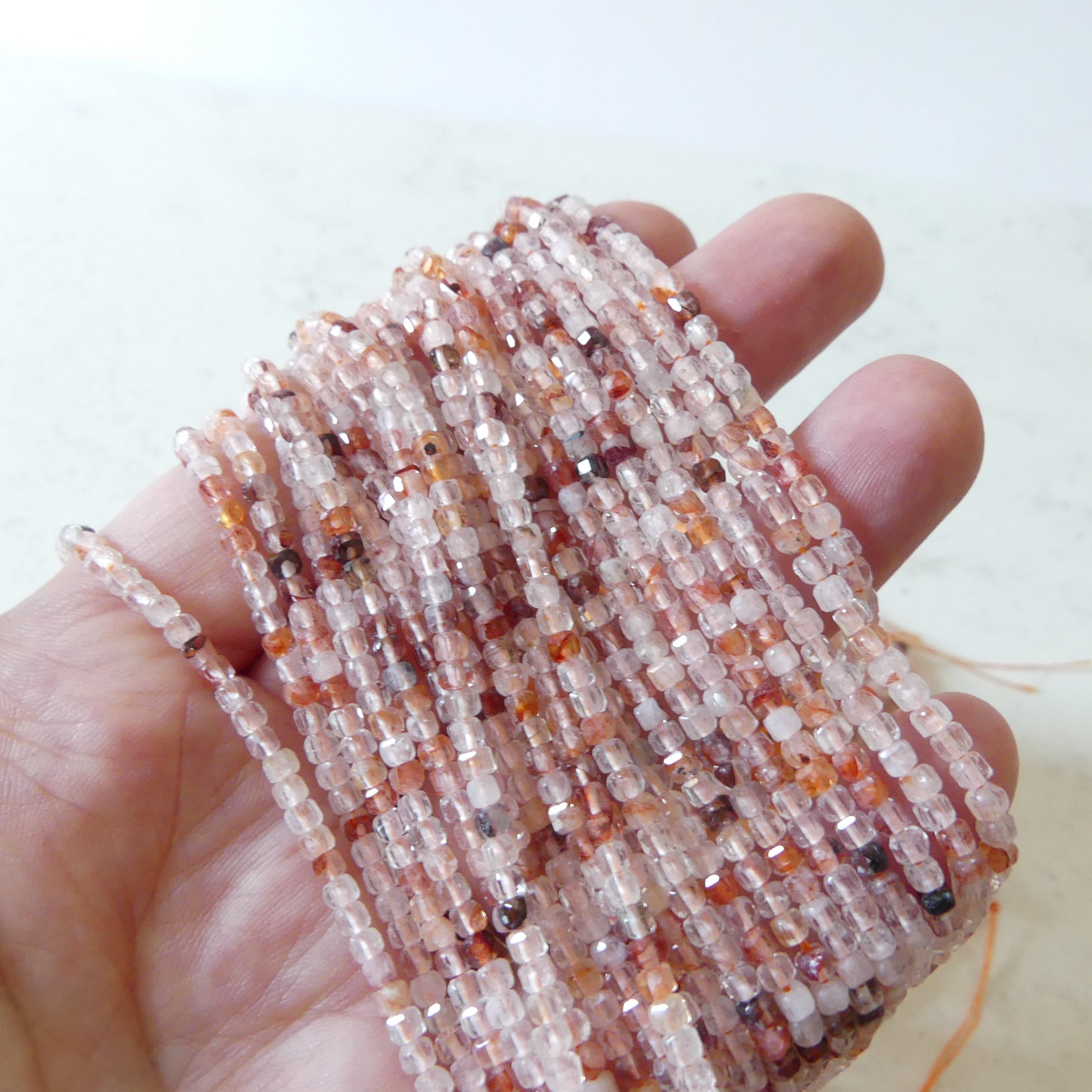 2mm Hematoid Quartz Cube Beads Genuine Clear Quartz Beads 15.5" Gemstone Beads for Jewelry Making