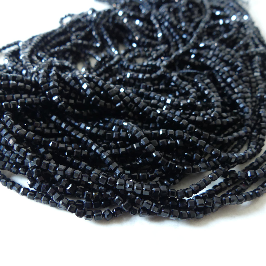 2mm Black Tourmaline Cube Beads Genuine Tourmaline Beads 15.5" Gemstone Beads for Jewelry Making