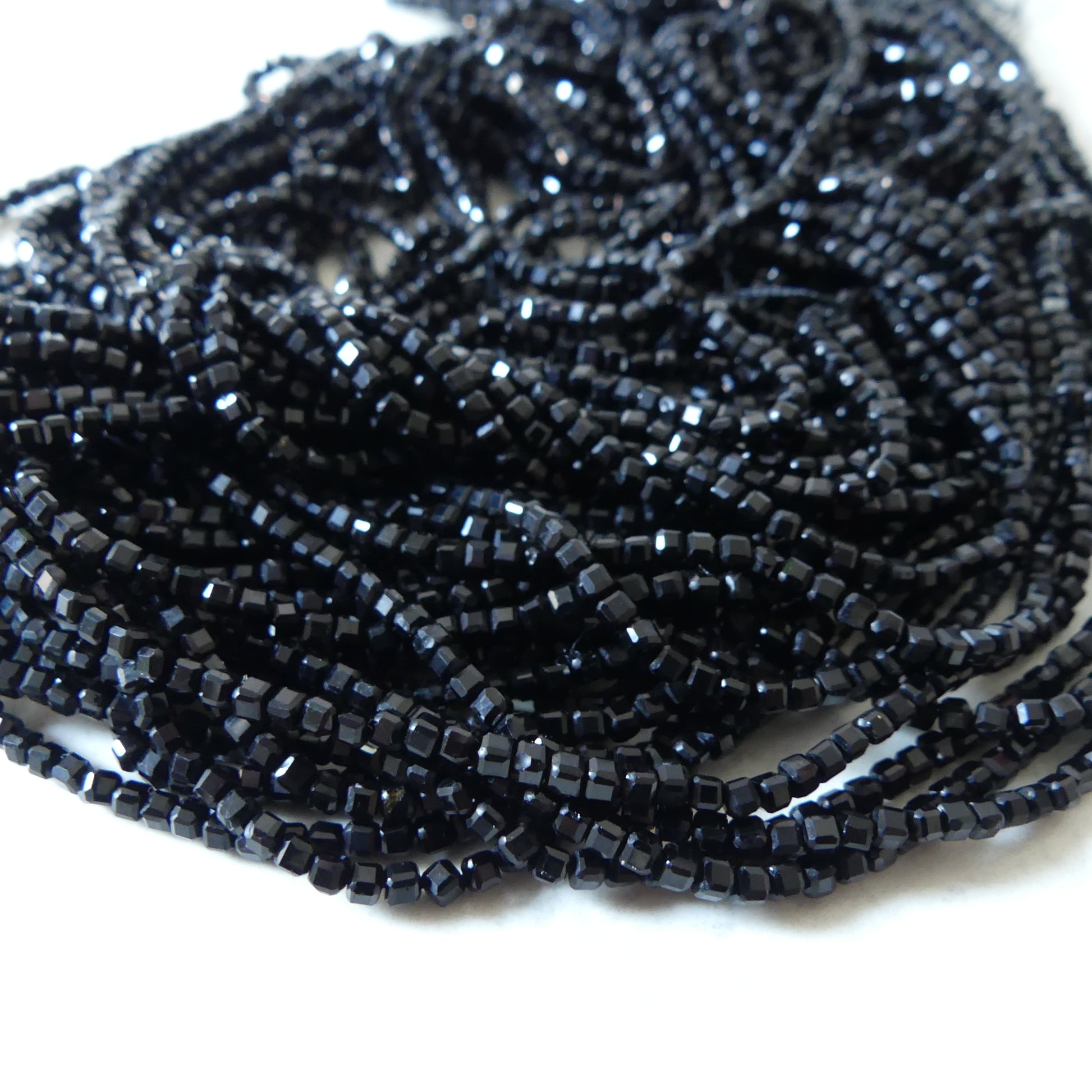 2mm Black Tourmaline Cube Beads Genuine Tourmaline Beads 15.5" Gemstone Beads for Jewelry Making