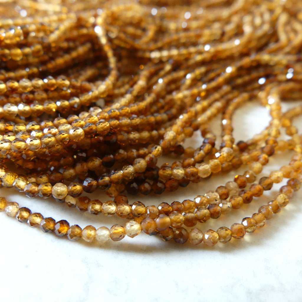 AAA 2mm Yellow Tourmaline Micro Faceted Beads 15.5" Transparent Sparkly Gemstone Beads for Jewelry Making Beading Gift October Birthstone