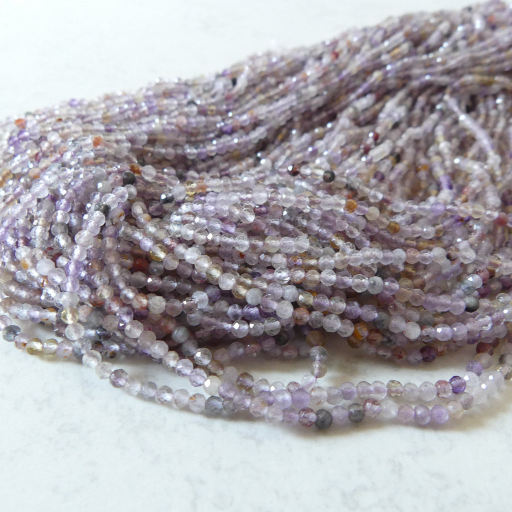 2.5mm Cacoxenite Micro Faceted Beads Super Seven 7 Genuine Beads 15.5" Sparkly Gemstone Melody Stone Beads Beading Crafter Gift