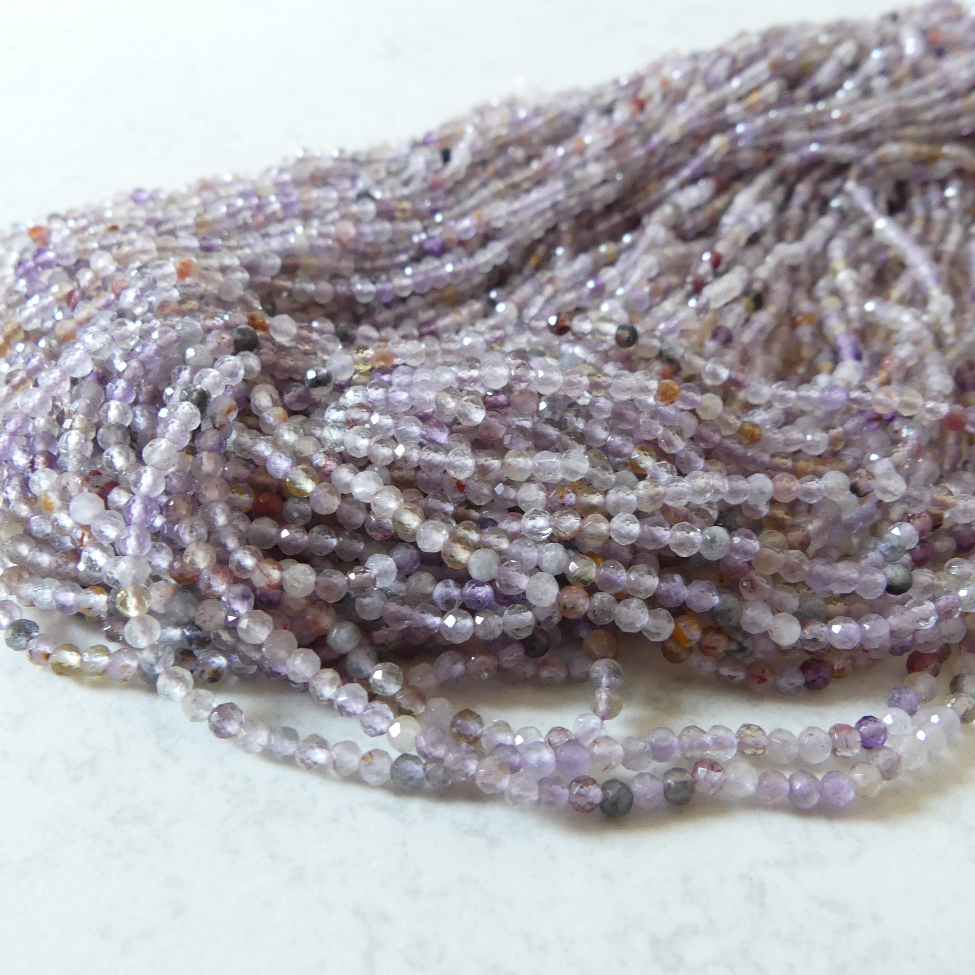 2.5mm Cacoxenite Micro Faceted Beads Super Seven 7 Genuine Beads 15.5" Sparkly Gemstone Melody Stone Beads Beading Crafter Gift