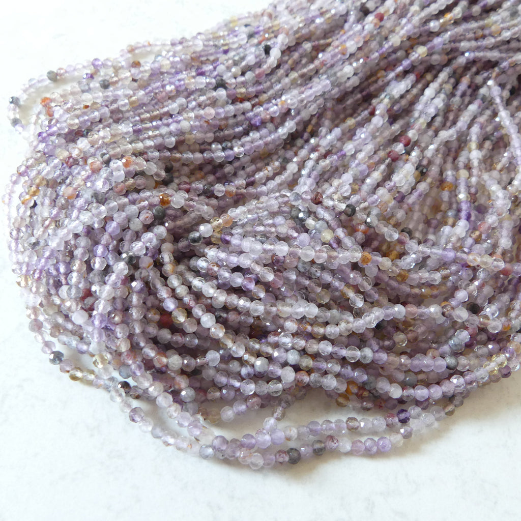 2.5mm Cacoxenite Micro Faceted Beads Super Seven 7 Genuine Beads 15.5" Sparkly Gemstone Melody Stone Beads Beading Crafter Gift