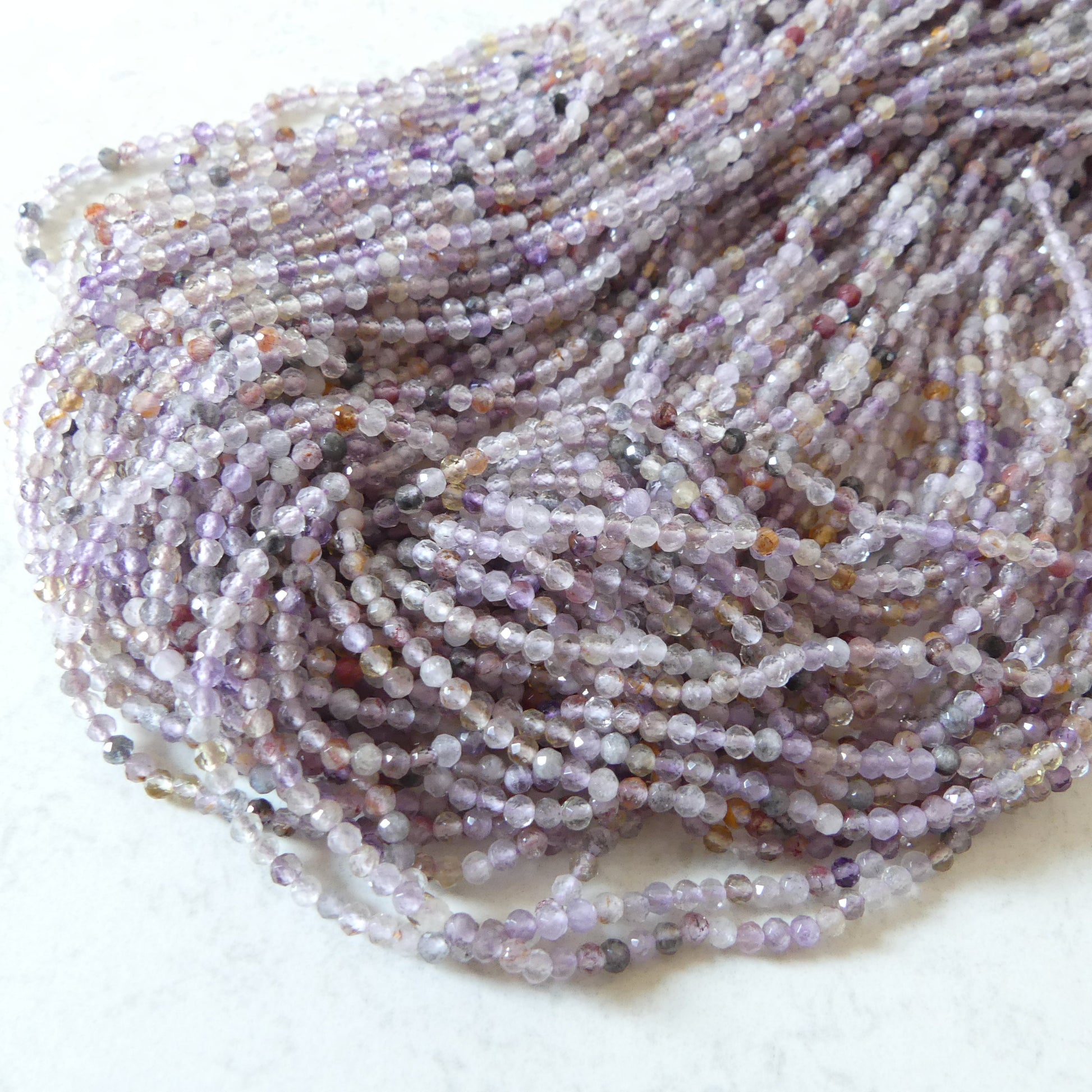 2.5mm Cacoxenite Micro Faceted Beads Super Seven 7 Genuine Beads 15.5" Sparkly Gemstone Melody Stone Beads Beading Crafter Gift