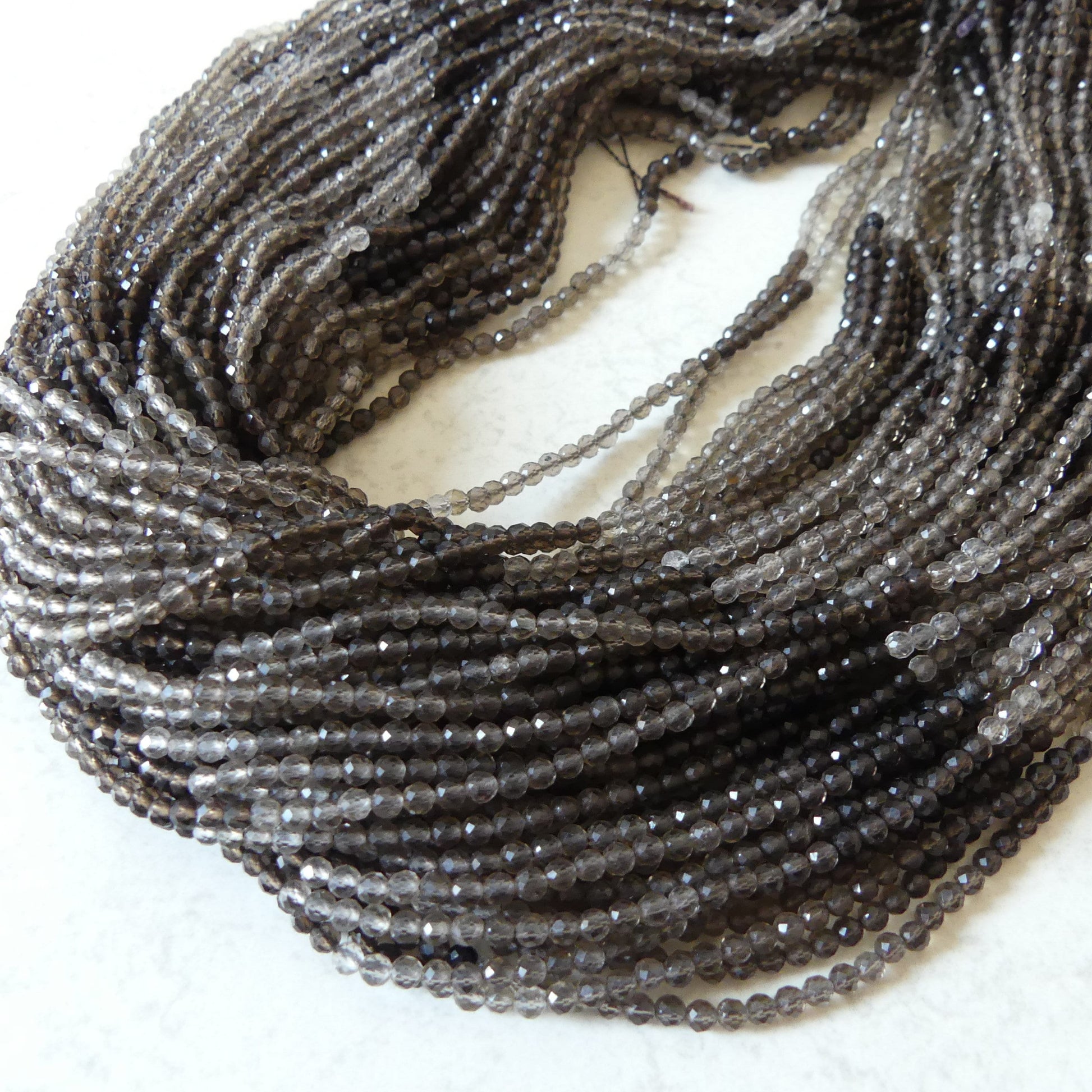 2.8mm Shaded Smoky Quartz Micro Faceted Beads Genuine Beads 15.5" Sparkly Gemstone Beads Beading Crafter Gift