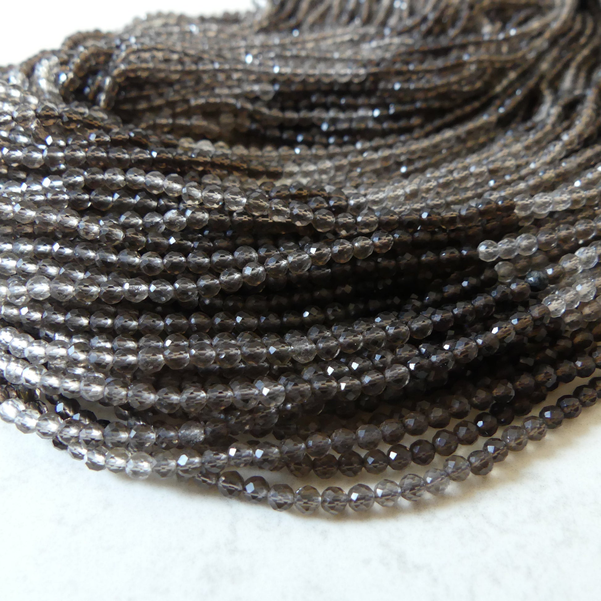 2.8mm Shaded Smoky Quartz Micro Faceted Beads Genuine Beads 15.5" Sparkly Gemstone Beads Beading Crafter Gift