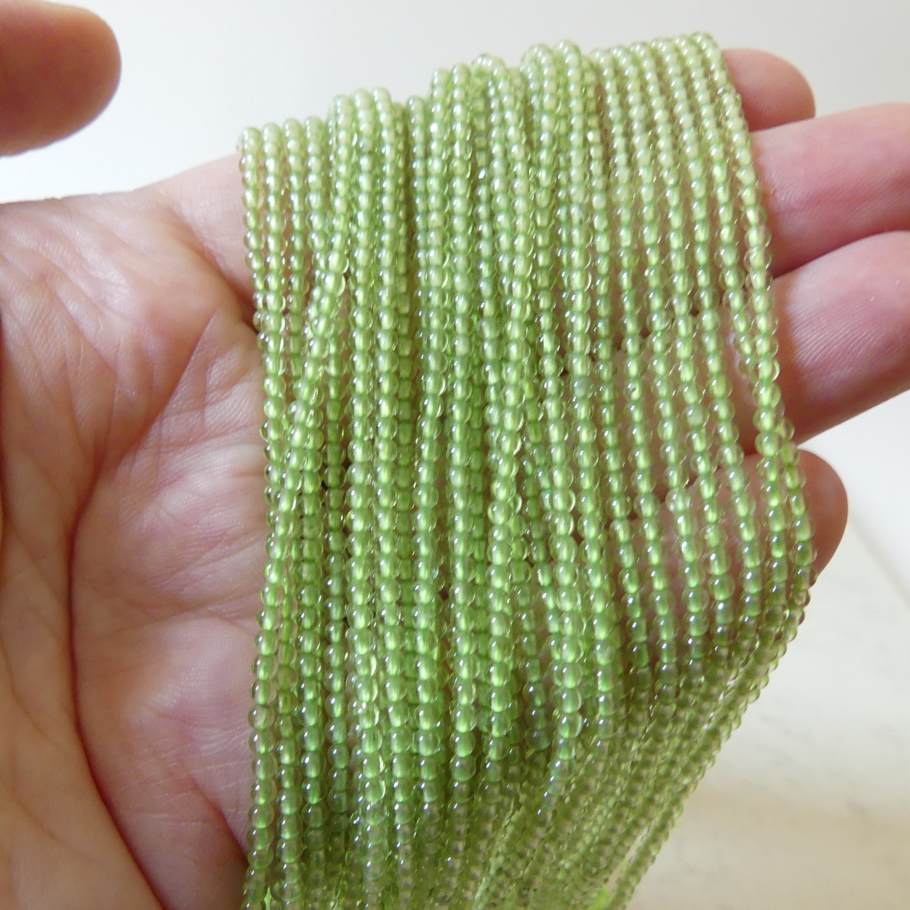 2mm Peridot Smooth Beads 15.5" Transparent Green Gemstone Beads for Jewelry Making Beading Craft Gift August Birthstone Beads