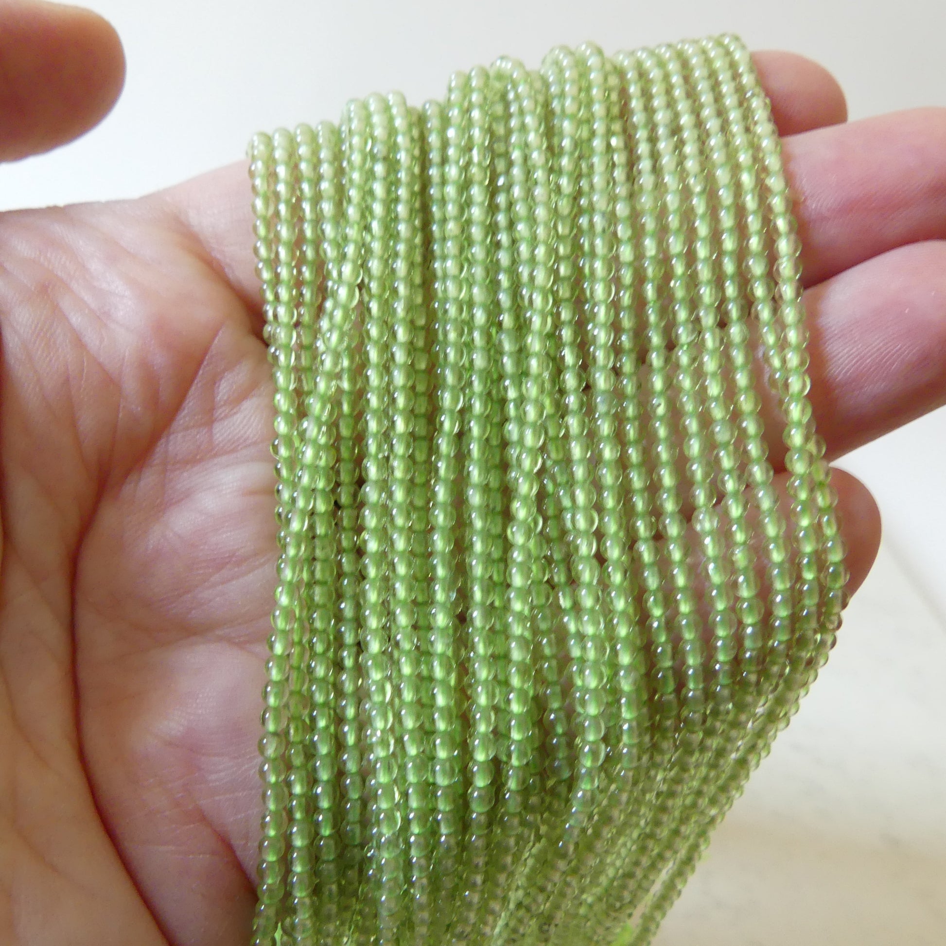 2mm Peridot Smooth Beads 15.5" Transparent Green Gemstone Beads for Jewelry Making Beading Craft Gift August Birthstone Beads