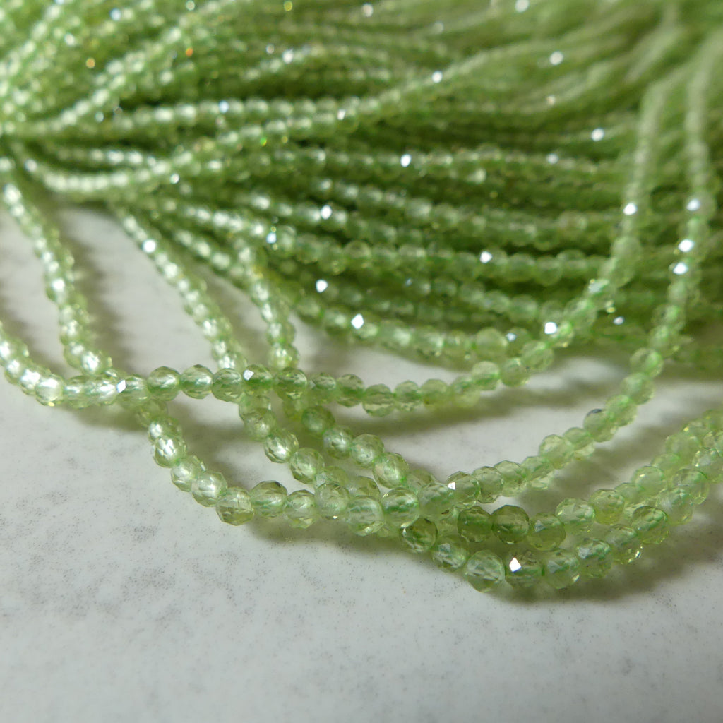 2mm Peridot Faceted Beads 15.5" Transparent Green Gemstone Beads for Jewelry Making Beading Craft Gift August Birthstone Beads