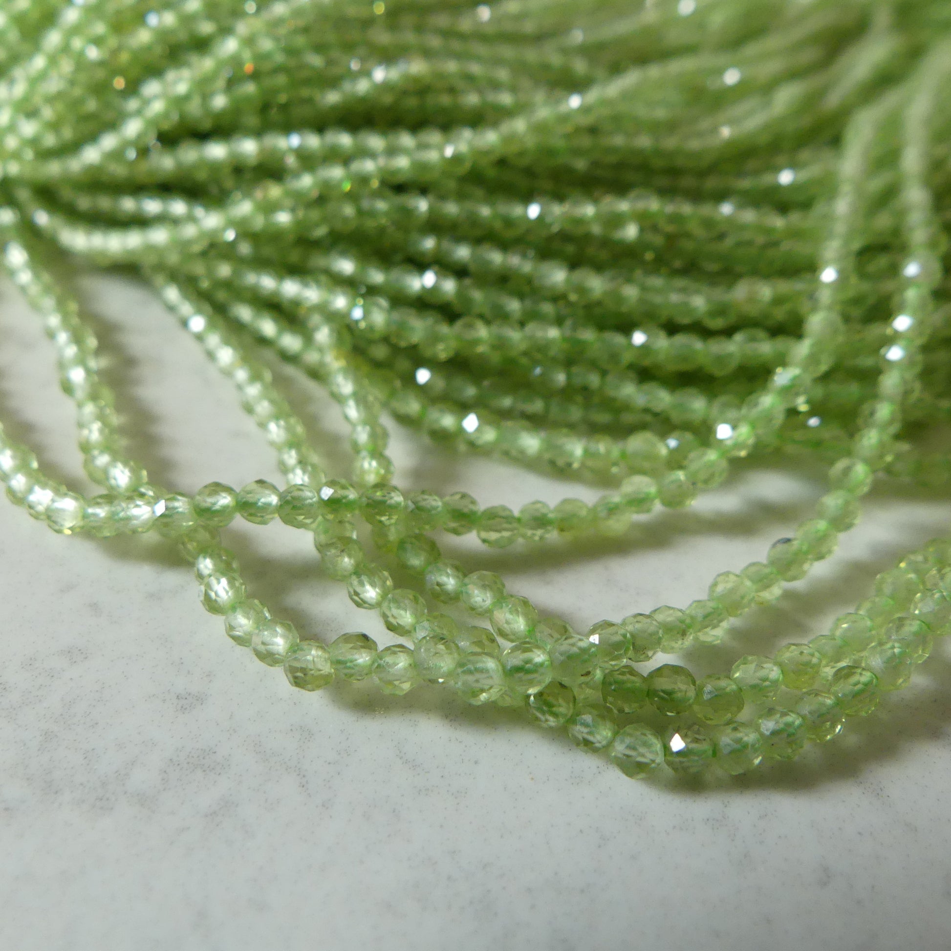 2mm Peridot Faceted Beads 15.5" Transparent Green Gemstone Beads for Jewelry Making Beading Craft Gift August Birthstone Beads