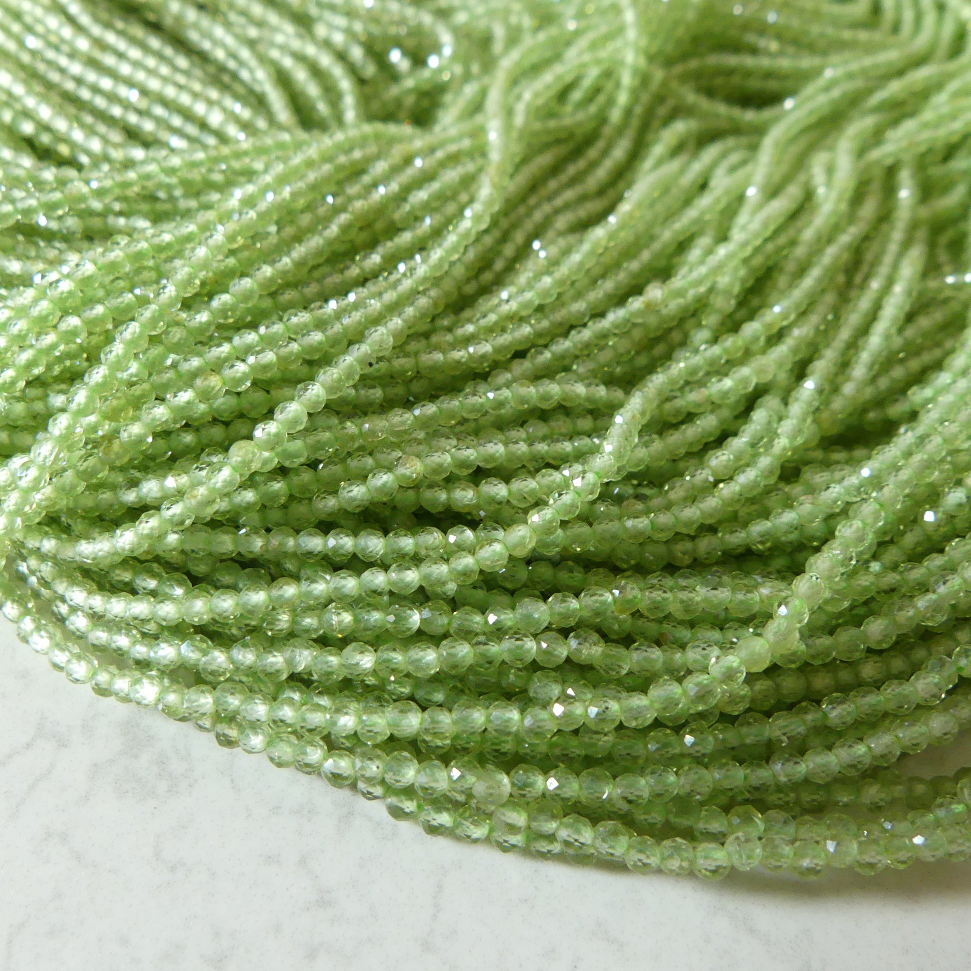2mm Peridot Faceted Beads 15.5" Transparent Green Gemstone Beads for Jewelry Making Beading Craft Gift August Birthstone Beads