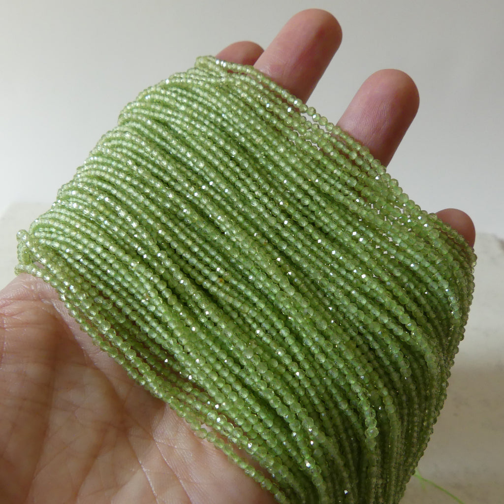 2mm Peridot Faceted Beads 15.5" Transparent Green Gemstone Beads for Jewelry Making Beading Craft Gift August Birthstone Beads
